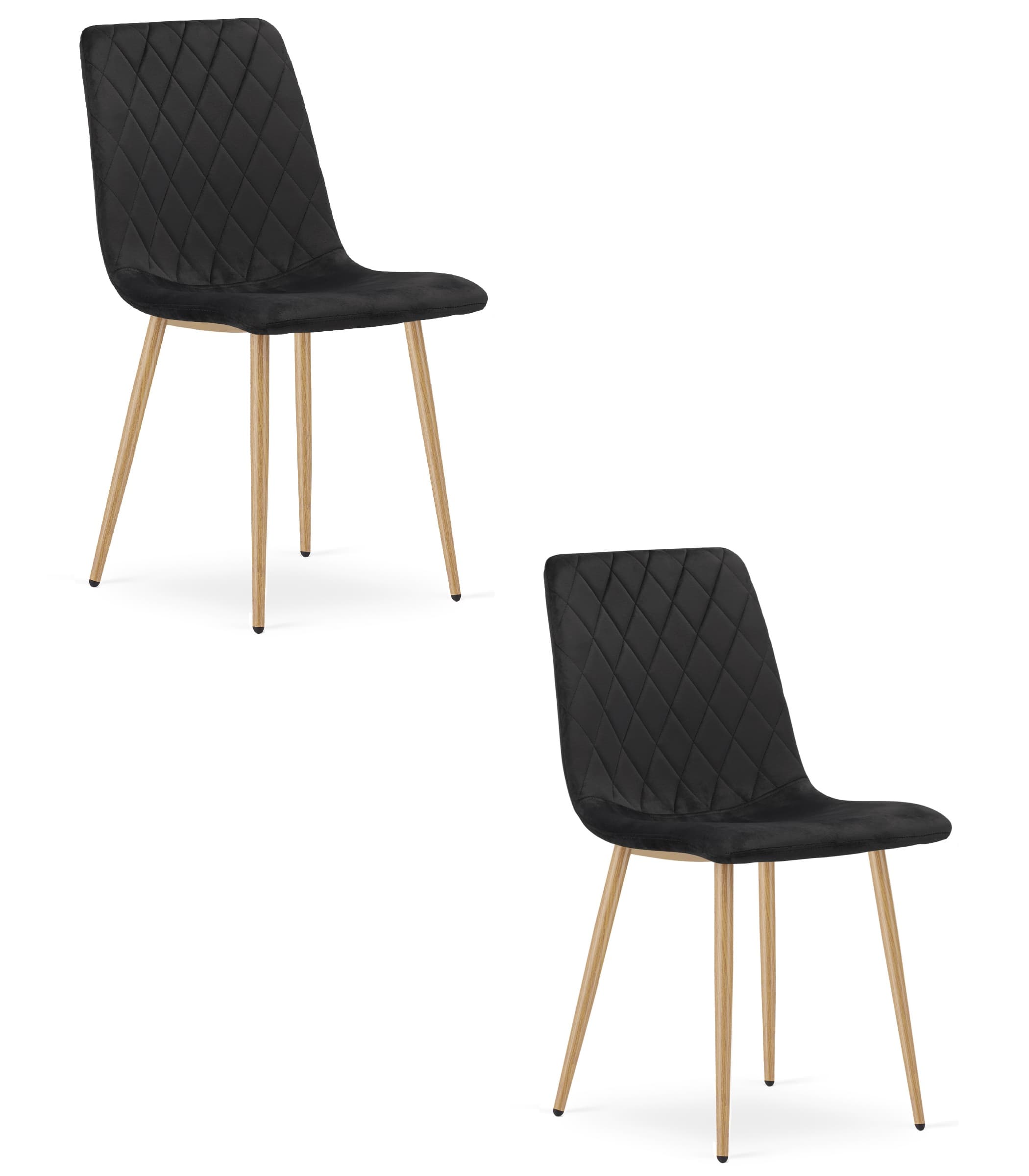 TURIN-tuoli, musta sametti, puunväriset jalat (2 kpl) – Leobert