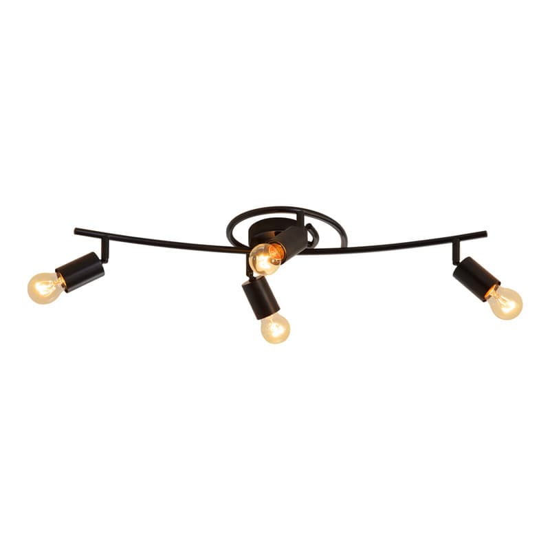 NETTLIFE Vintage musta kattokohdevalaisin 4 liekkiä E27 350° kääntyvä teollisuuskäyttöön pyörivä