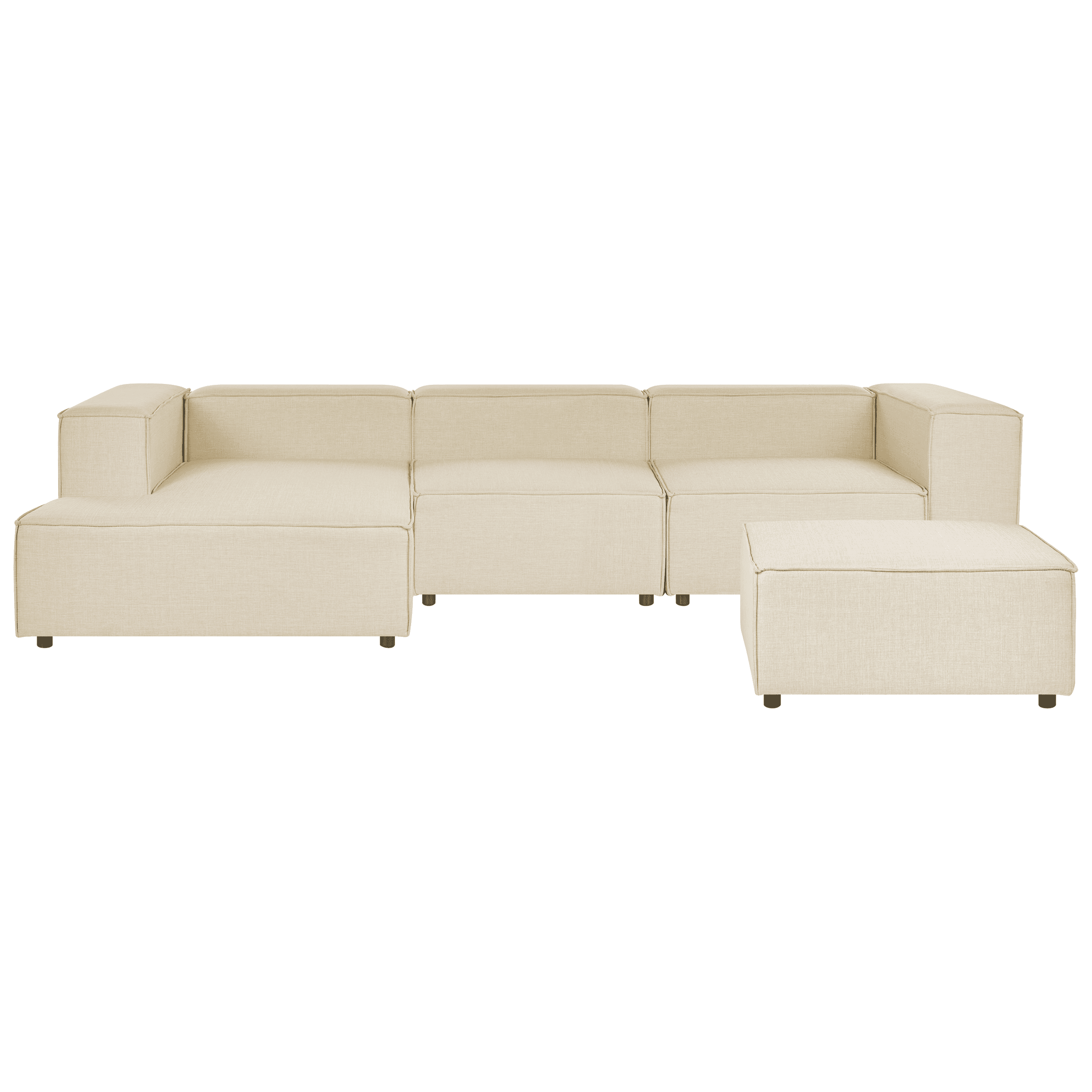 Moduulikulmasohva 3-istuttava APRICA keinopellava Beige ja rahi Oikea