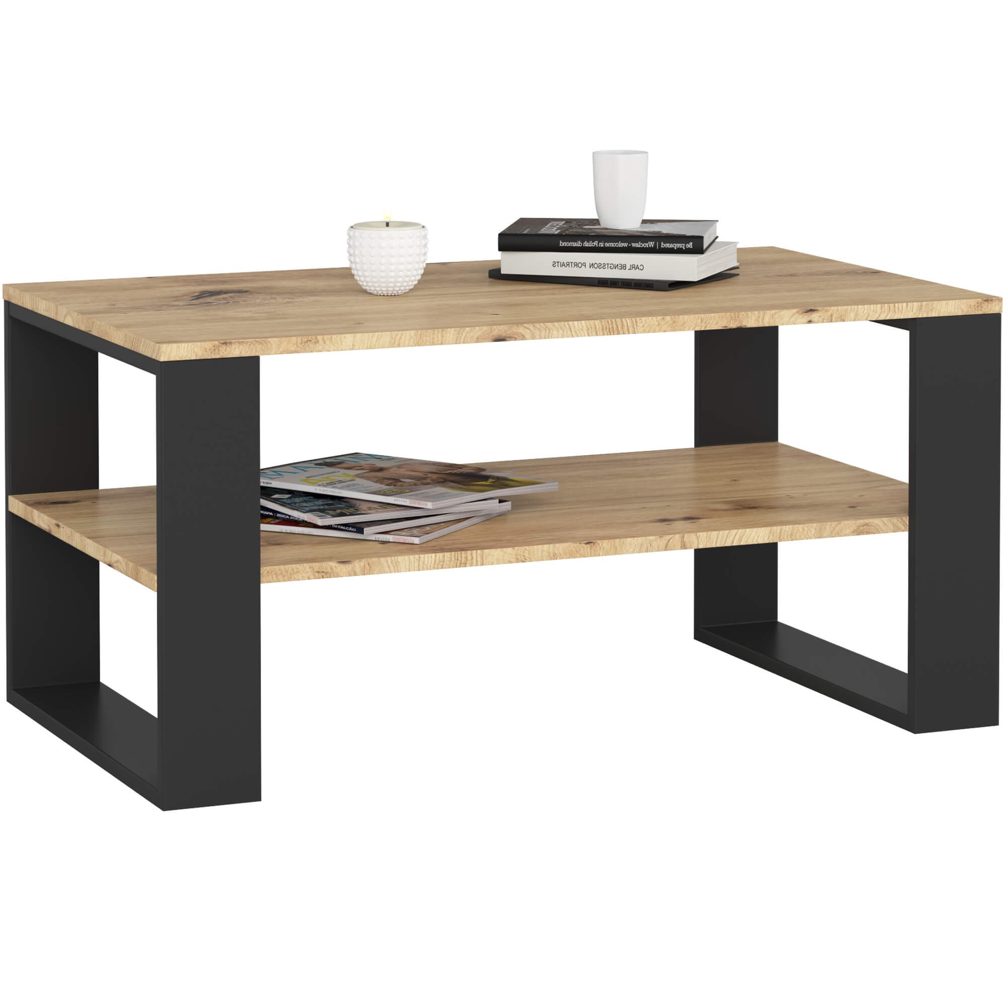 Akord Sohvapöytä Alex Artisan-tammi/Musta 92x53x45 – Akord