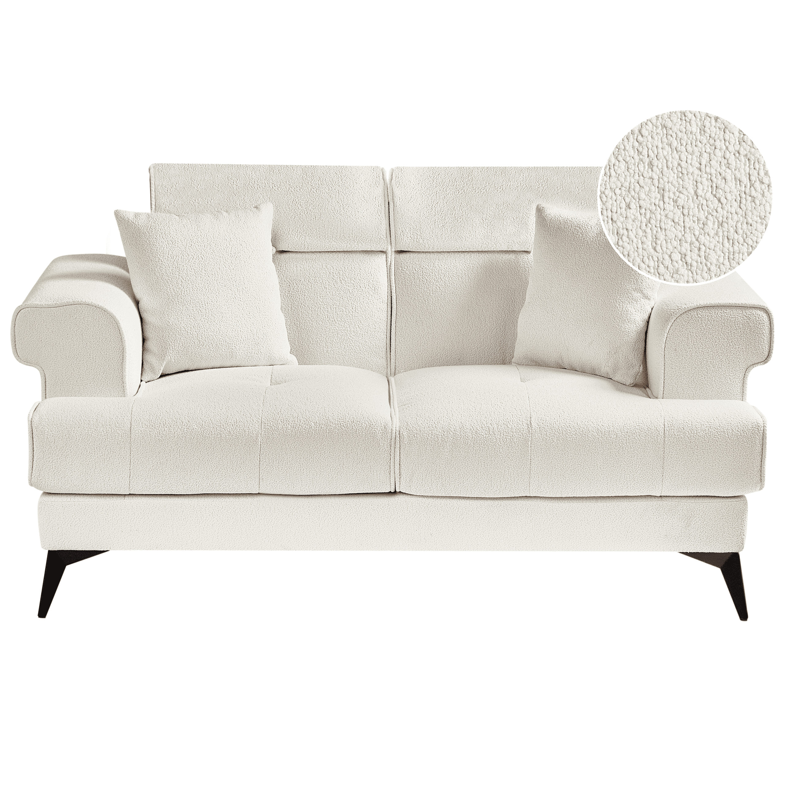 Sohva SKIVE buklee Valkoinen 2-istuttava – Beliani