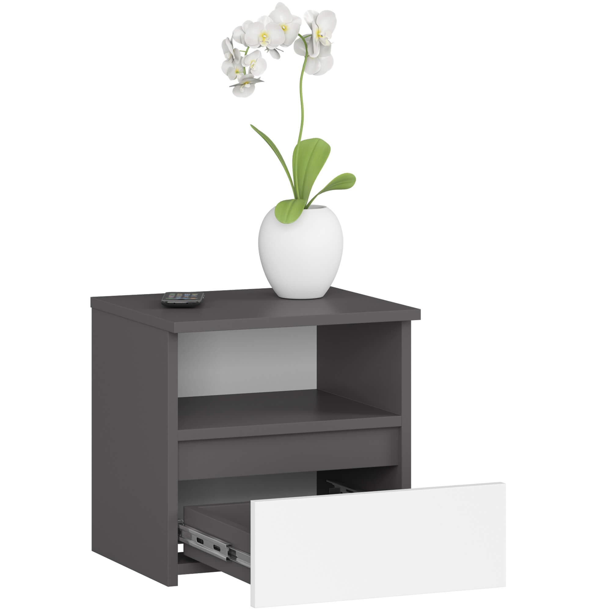 Akord Yöpöytä Grafiitti/Valkoinen Moderni 40x35x40