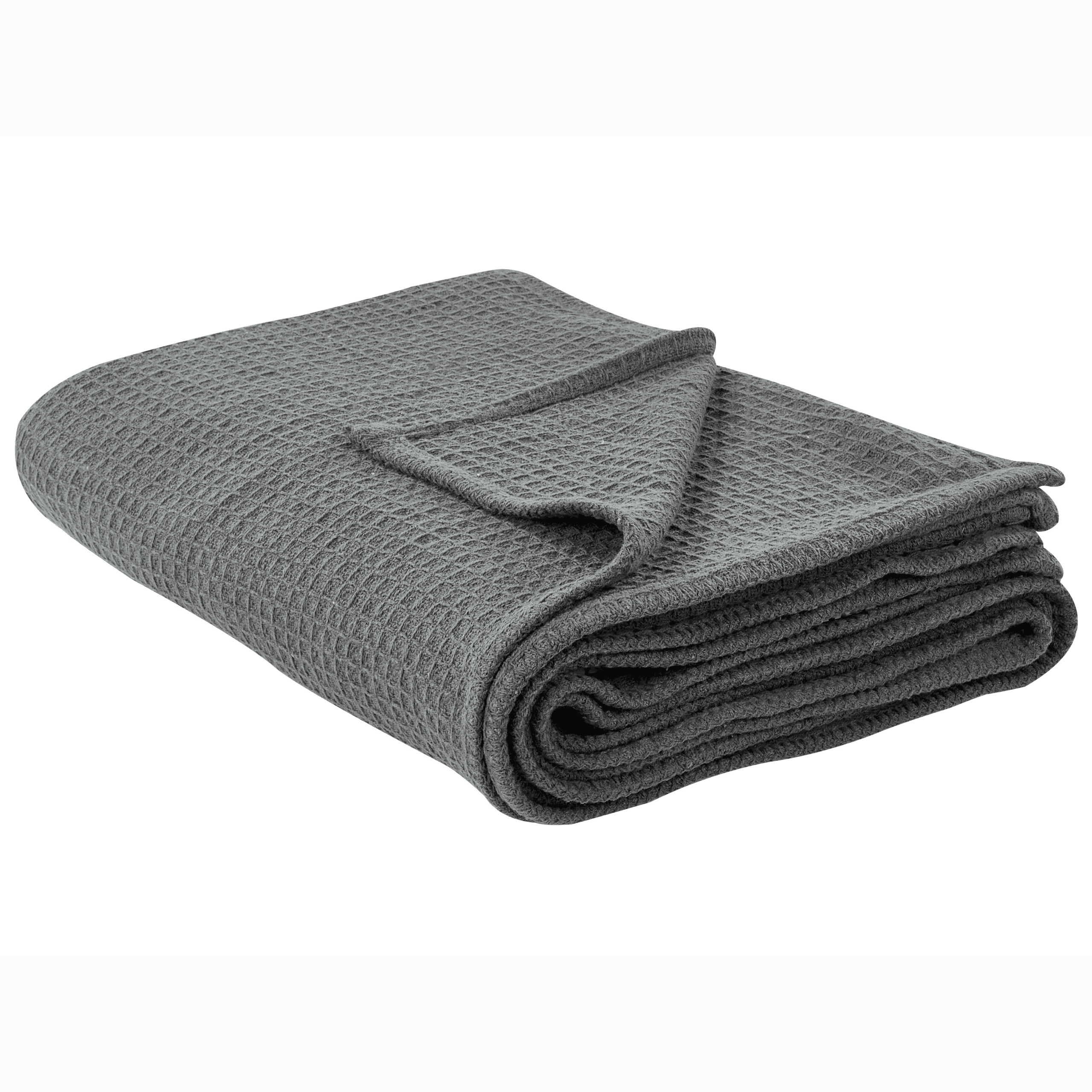 Päiväpeitto RAGALA puuvilla 220 x 240 cm Tummanharmaa – Beliani