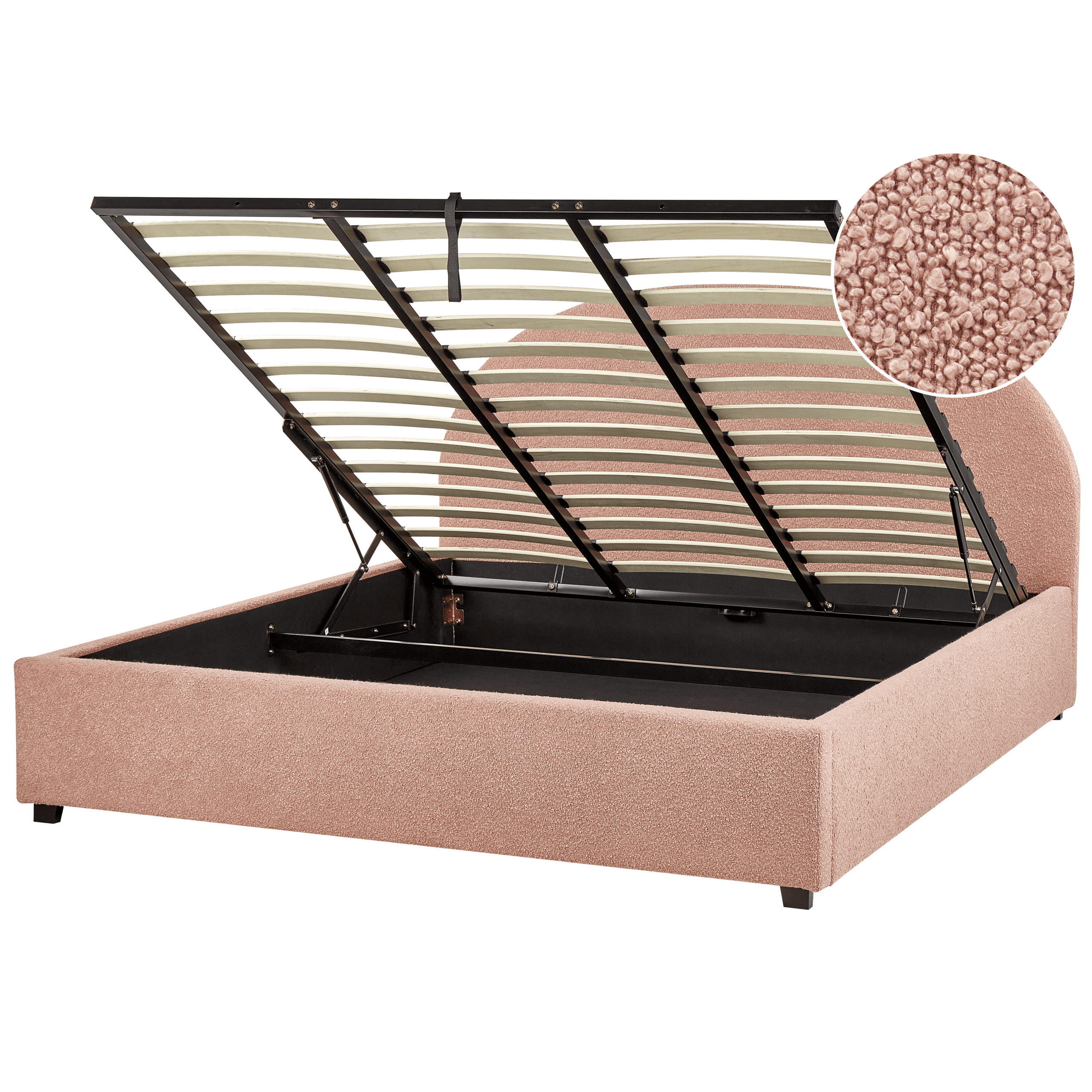 Sänky säilytystilalla buklee VAUCLUSE 180 x 200 cm Pastellipinkki