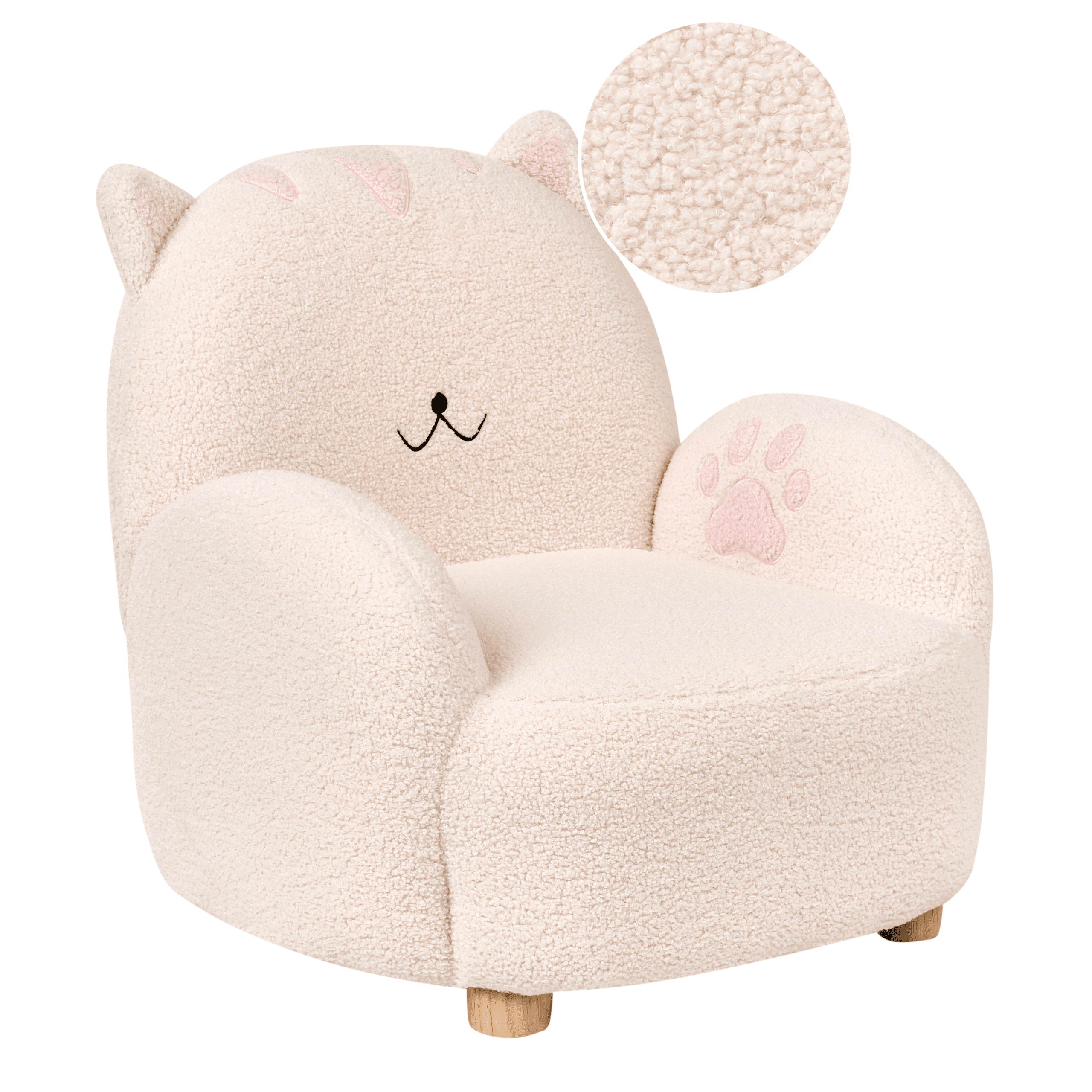 Lasten nojatuoli buklee kissa luonnonvalkoinen ZOAR