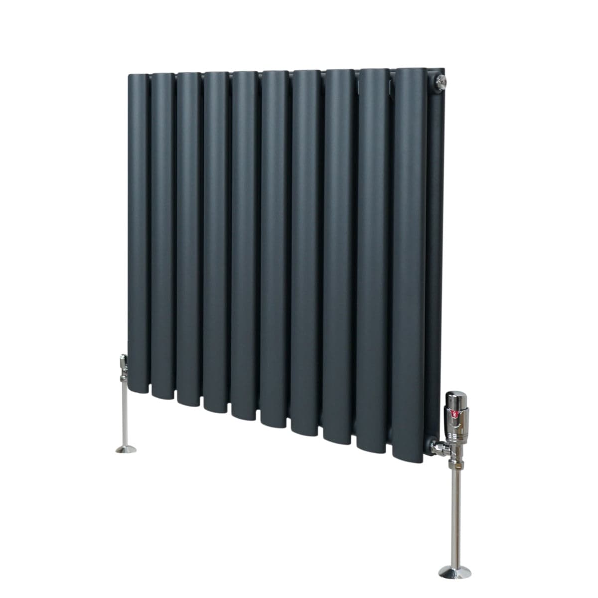 Soikea pylväspatteri ja venttiilit - 600 mm x 600 mm – Antrasiitinharmaa