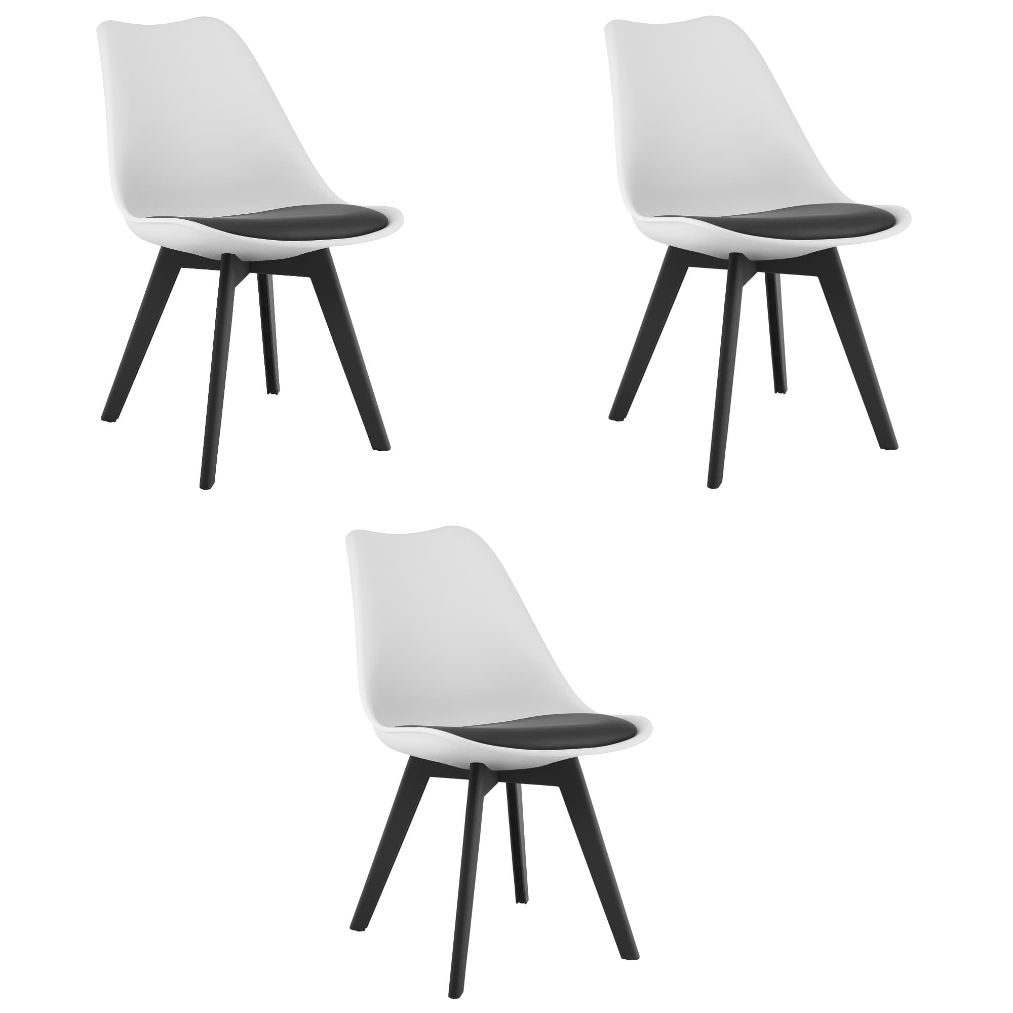 MARK-tuoli valko-musta, mustat jalat (3 kpl) – Leobert