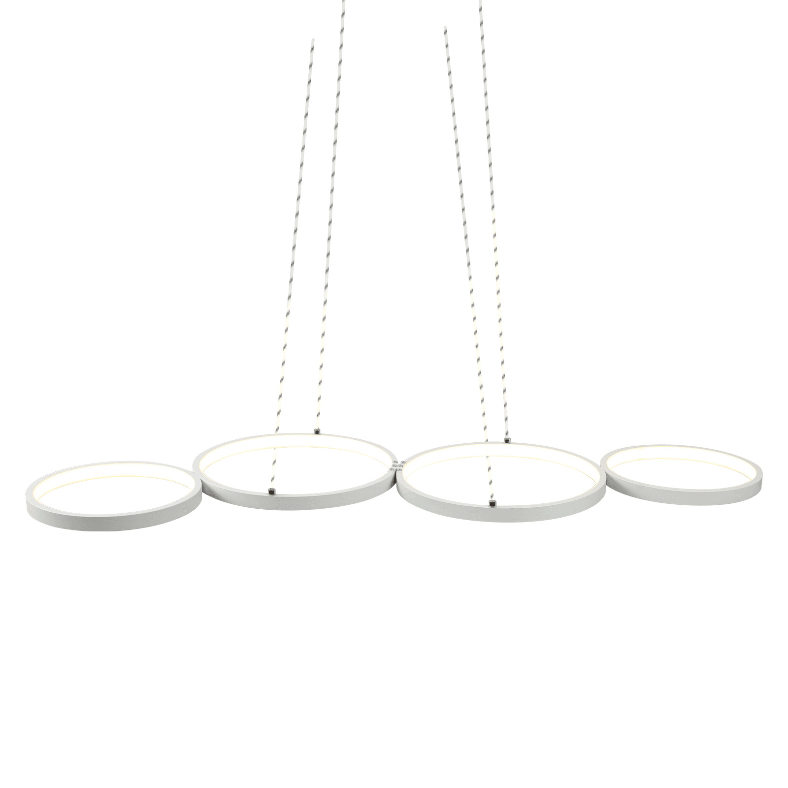 NETTLIFE moderni valkoinen LED - riippuvalaisin, halkaisija 88 cm, ruokailuhuoneen lamppu, 4 rengasta, metallidesign, himmennettävä, kaukosäädin – Nettlife