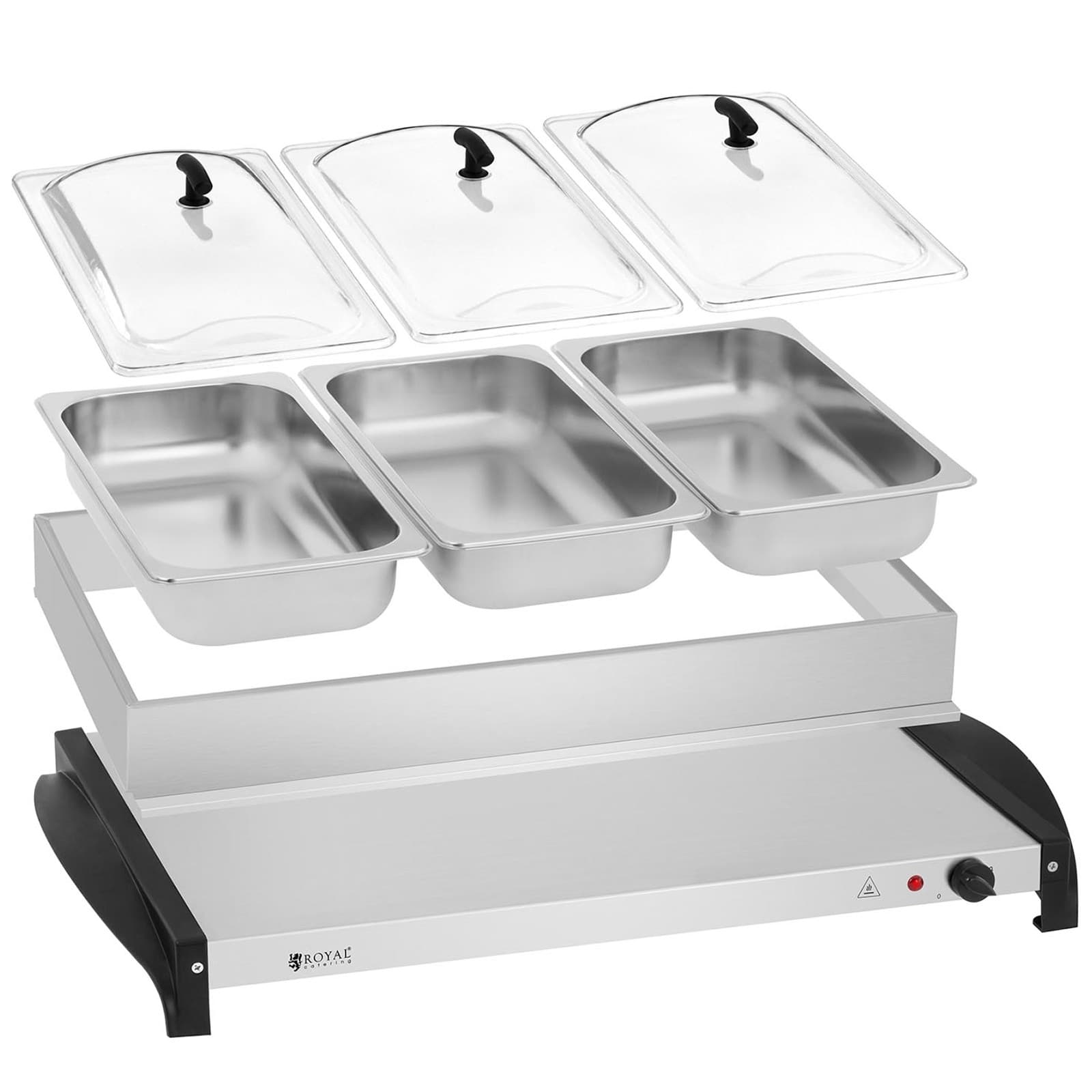 Royal Catering 3-säiliöinen sähköinen ruoanlämmitin 400W