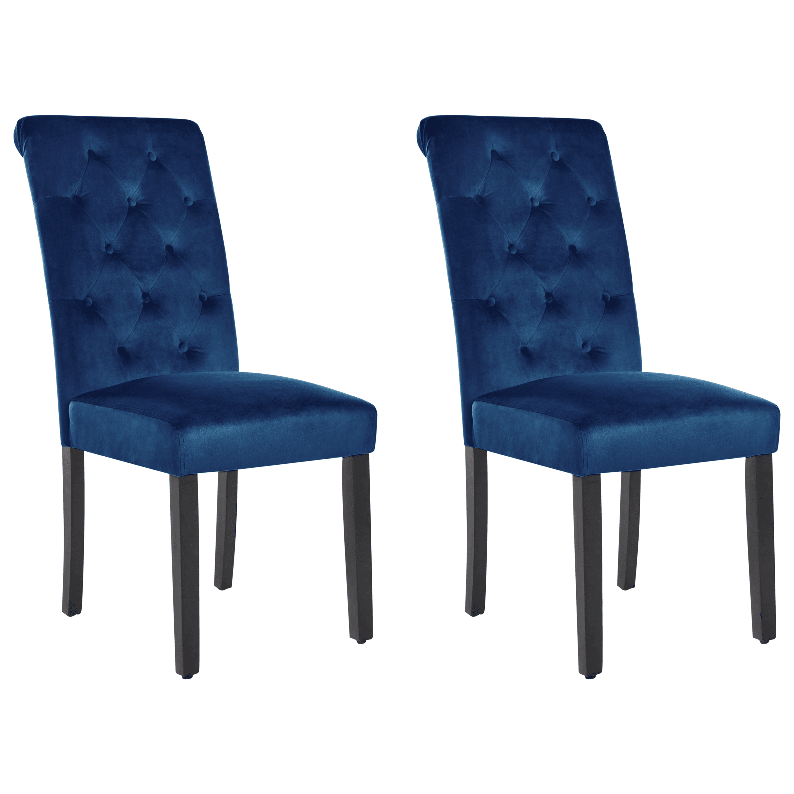 Ruokatuolisetti 2 kpl VELVA sametti Tummansininen – Beliani