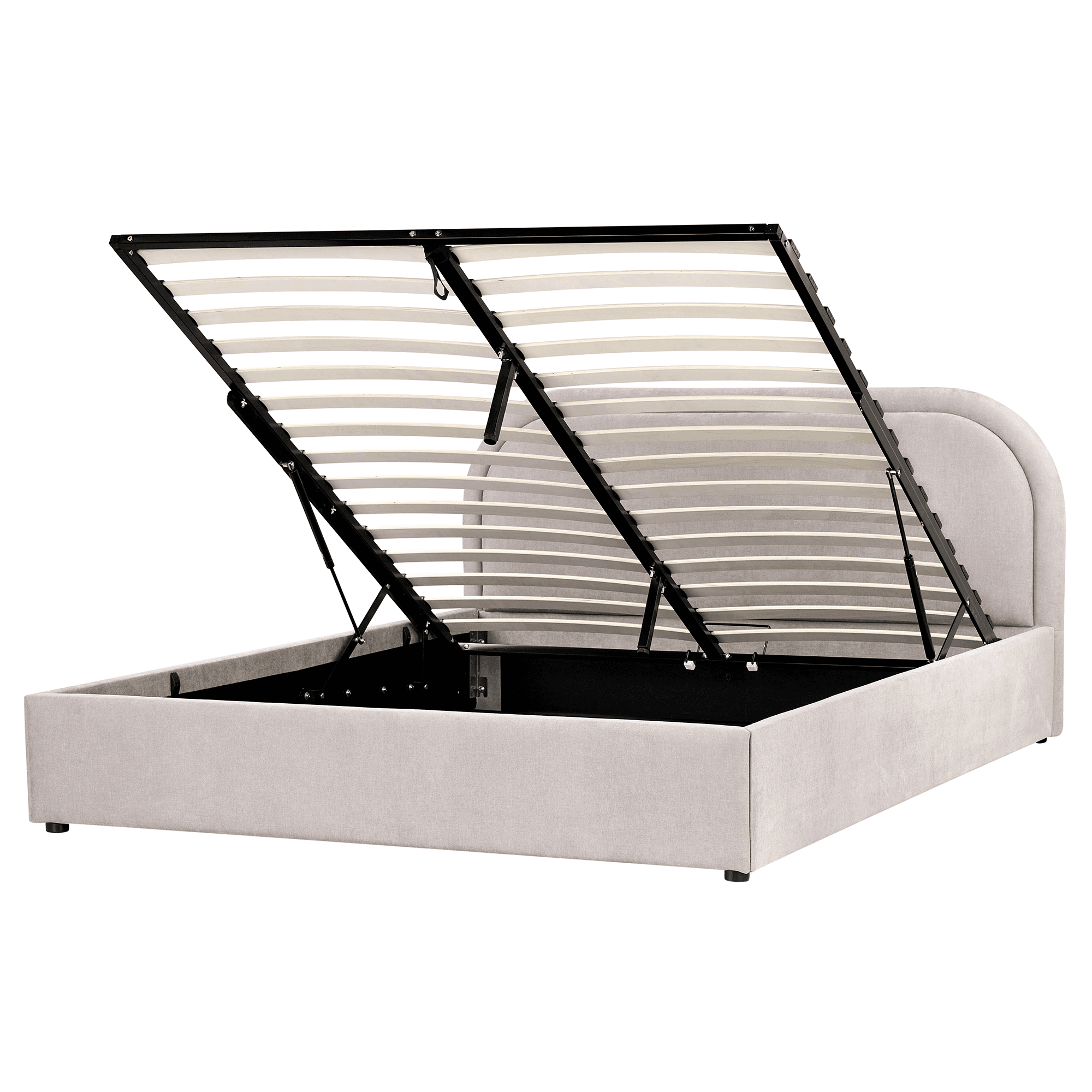 Sänky säilytystilalla kangas QUILLIEN 160 x 200 cm Ruskeanharmaa – Beliani