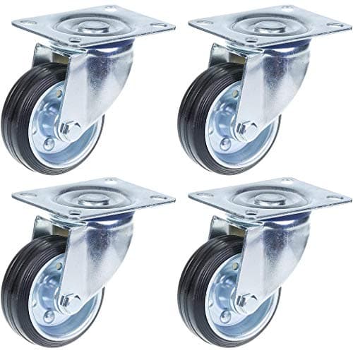 80mm 3 mustat kumiset kääntyvät pyörät ylälevyllä 70kg - 4 kpl:n sarja – Parnells