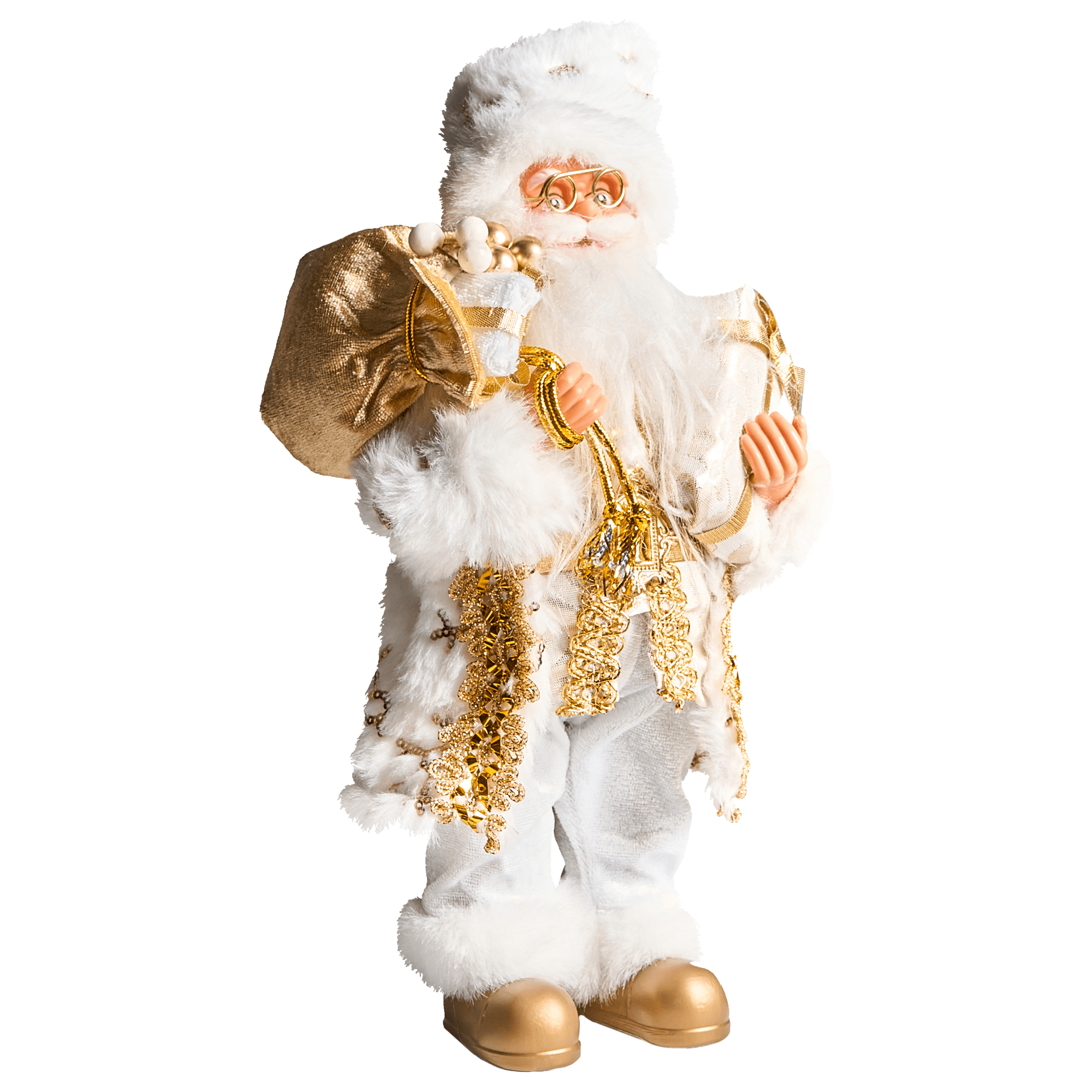 Joulukoriste STRAUMSFJORDEN Joulupukki 40 cm Valkoinen/kulta – Beliani