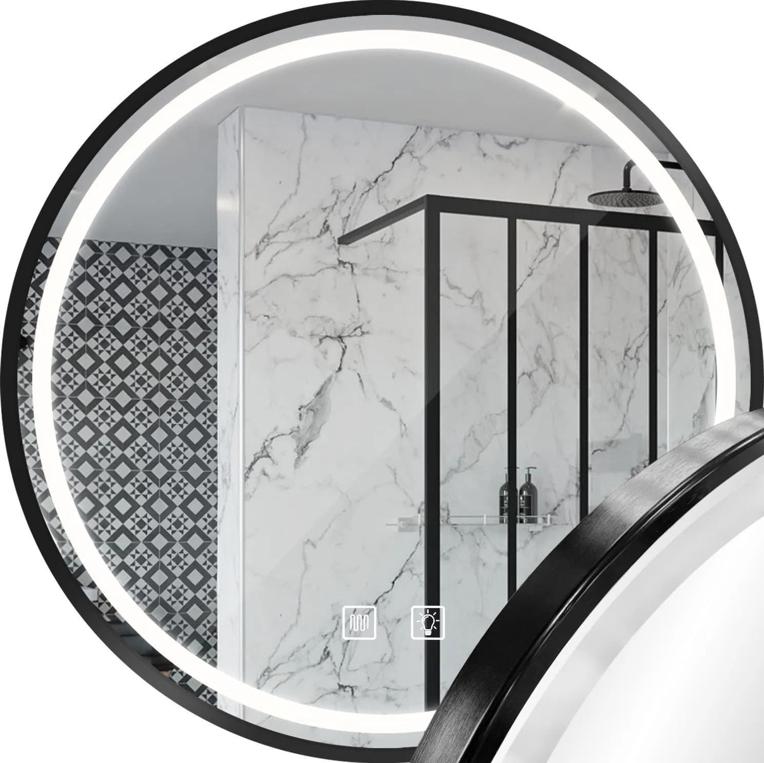 REA peili LED P11398 MMJ 90 Musta, 90x90x90cm