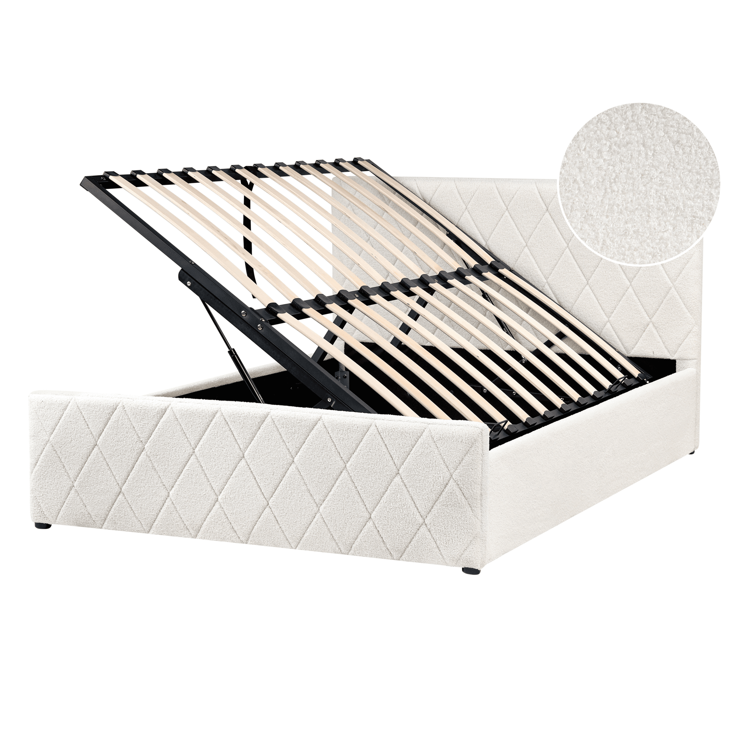 Sänky säilytystilalla buklee ROCHEFORT 140 x 200 cm Luonnonvalkoinen – Beliani