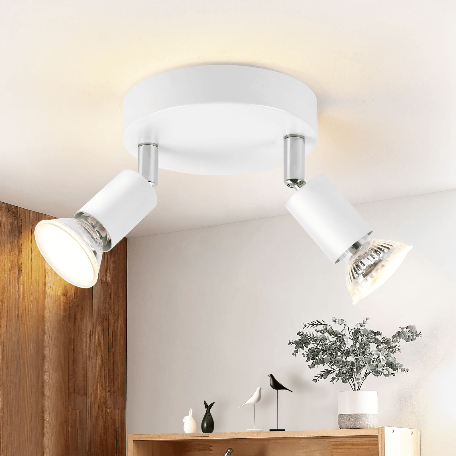 ZMH GU10 LED-kattovalaisin - 2 modernia pyöreää kattokohdevaloa, 350° valokeila keittiöihin, käytäviin - polttimot eivät sisälly toimitukseen