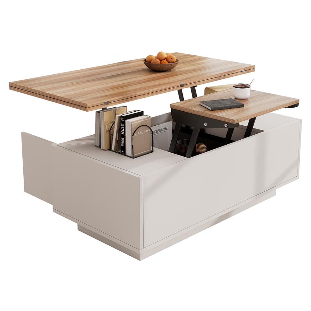 Kaksitasoinen valkoinen sohvapöytä – KOMHTOM