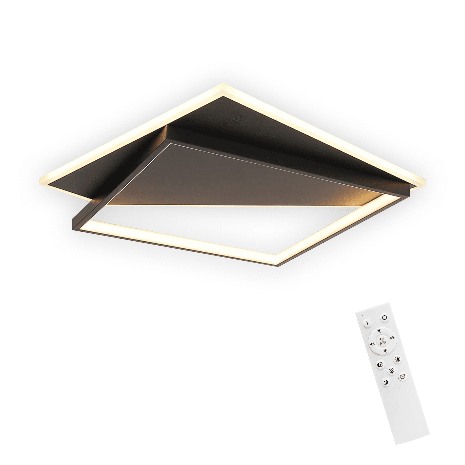NETTLIFE moderni LED - kattovalaisin, 53W musta, himmennettäväKaukosäätimellä, olohuoneeseen makuuhuoneeseen Keittiöön Käytävään, toimistoon – Nettlife