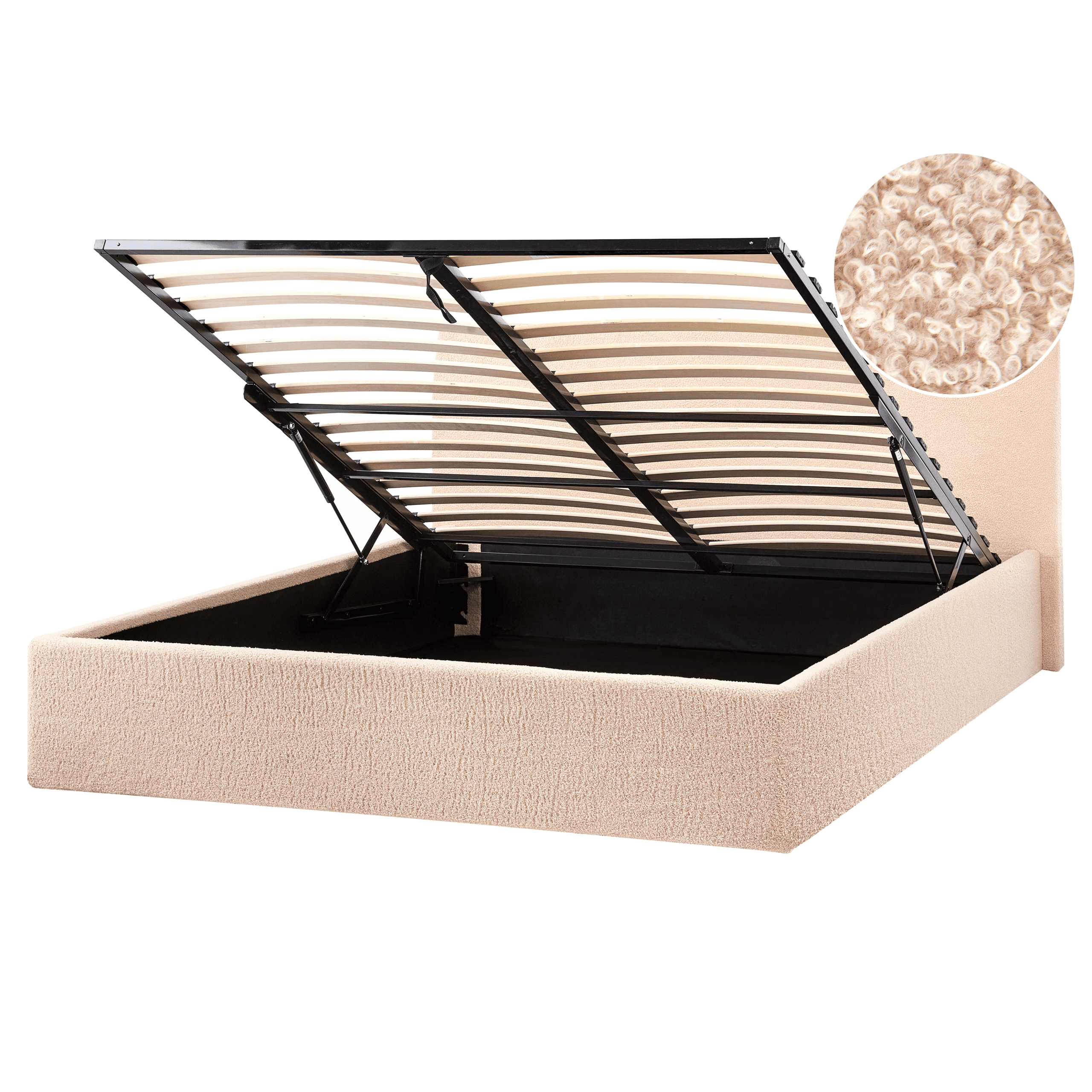 Sänky säilytystilalla buklee ORBEY 160 x 200 cm Beige – Beliani