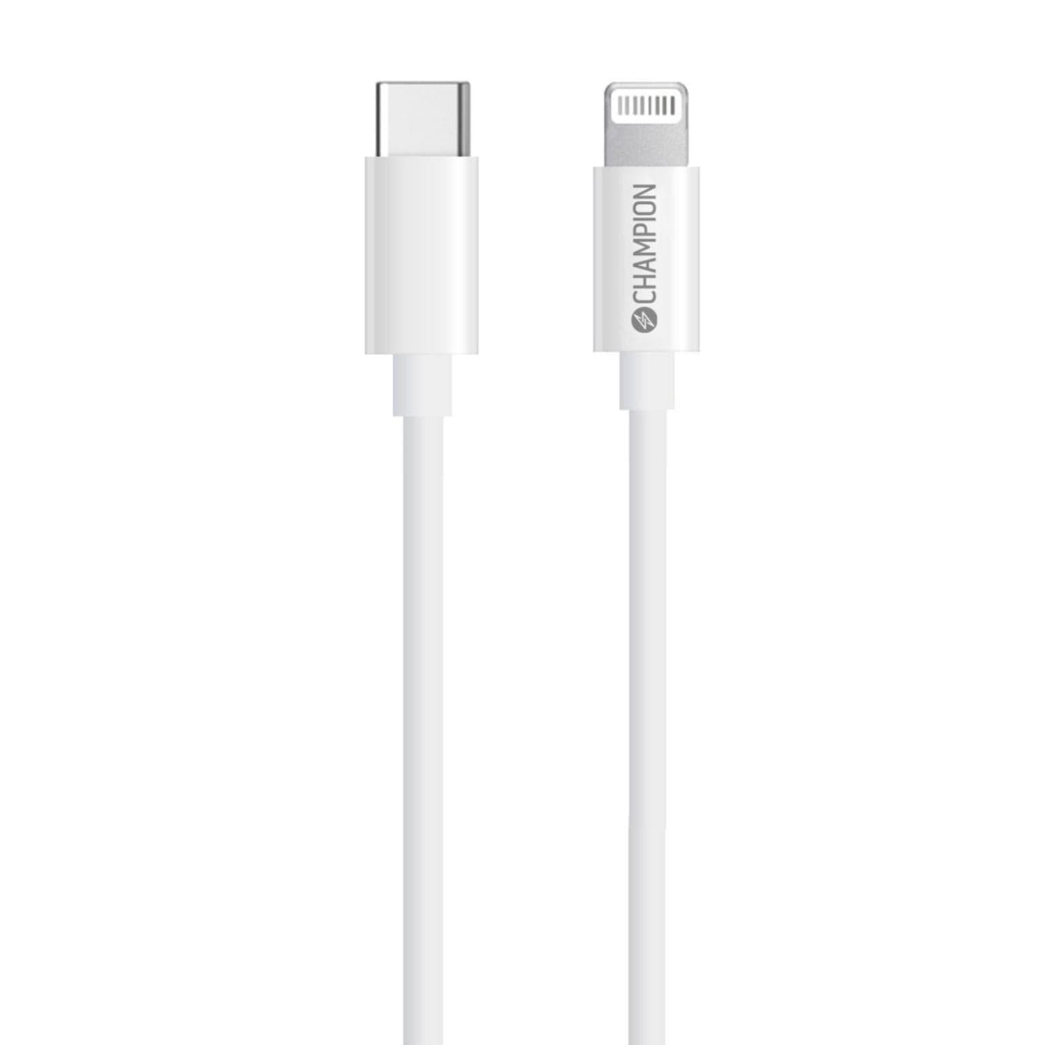 USB-C – Lightning -kaapeli, 1 m, valkoinen – Champion