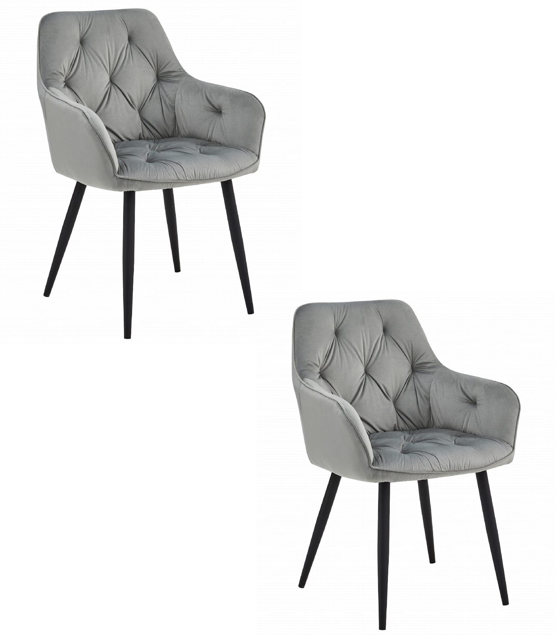JORK-tuoli, hopeanharmaa samettiverhoilu, mustat jalat (2 kpl) – Leobert
