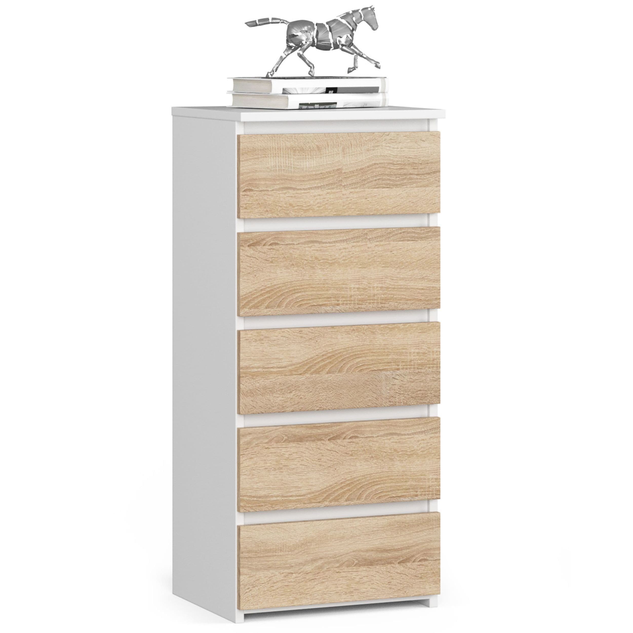 Akord Lipasto Valkoinen/Tammi Sonoma 40x35x92 – Akord