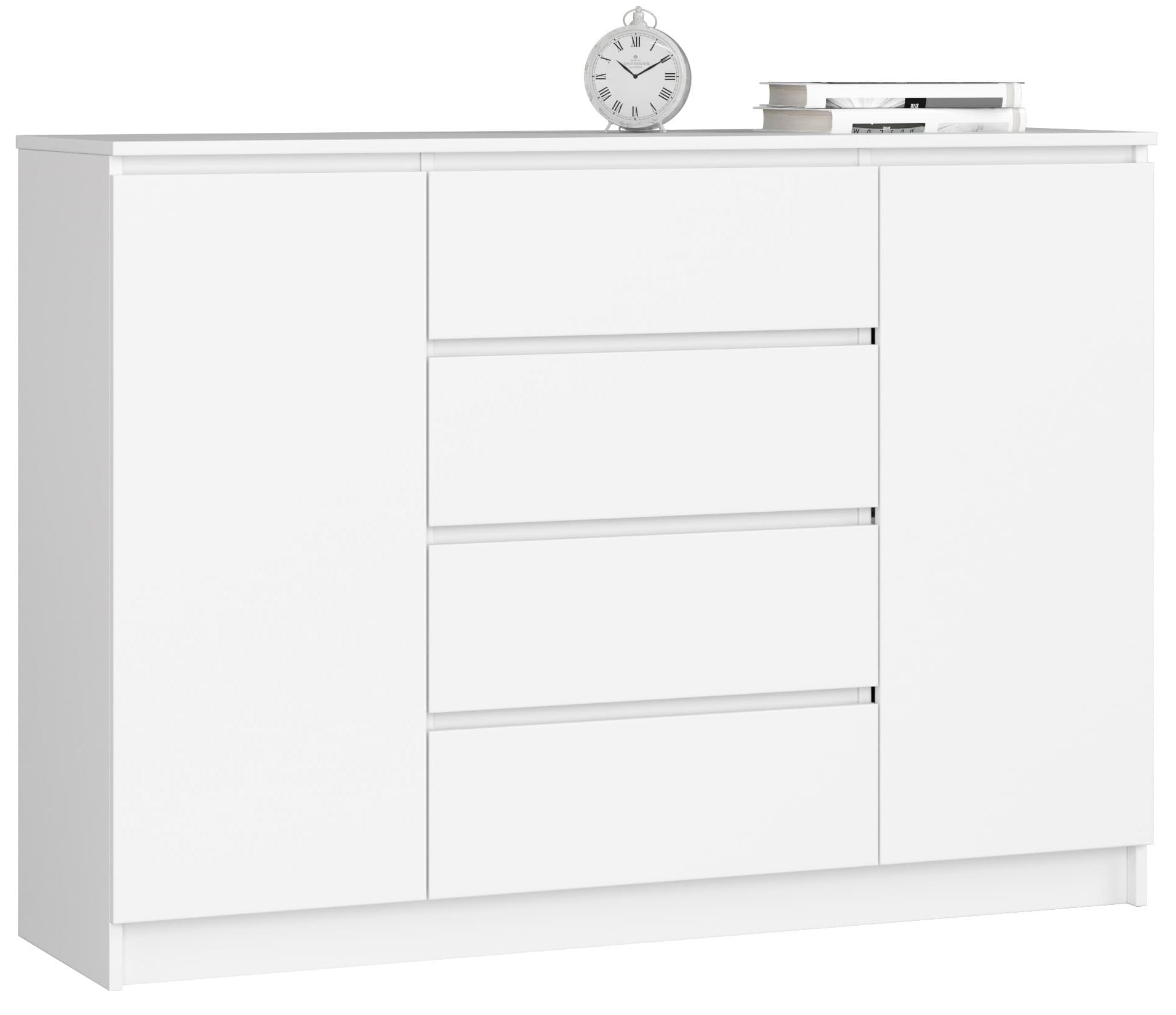 Akord Lipasto 2 Ovet 4 Laatikoa Valkoinen 138x40x99 – Akord