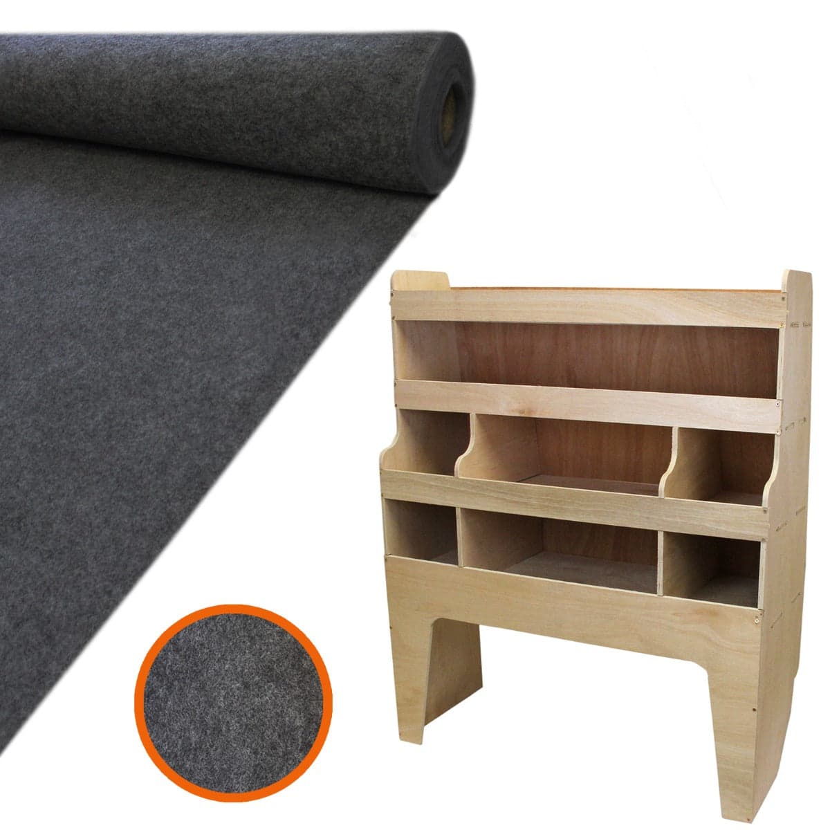 11 neliömetrin antrasiitinvärinen pakettiauton verhoilu, liima ja VW Transporter -teline – T-Mech