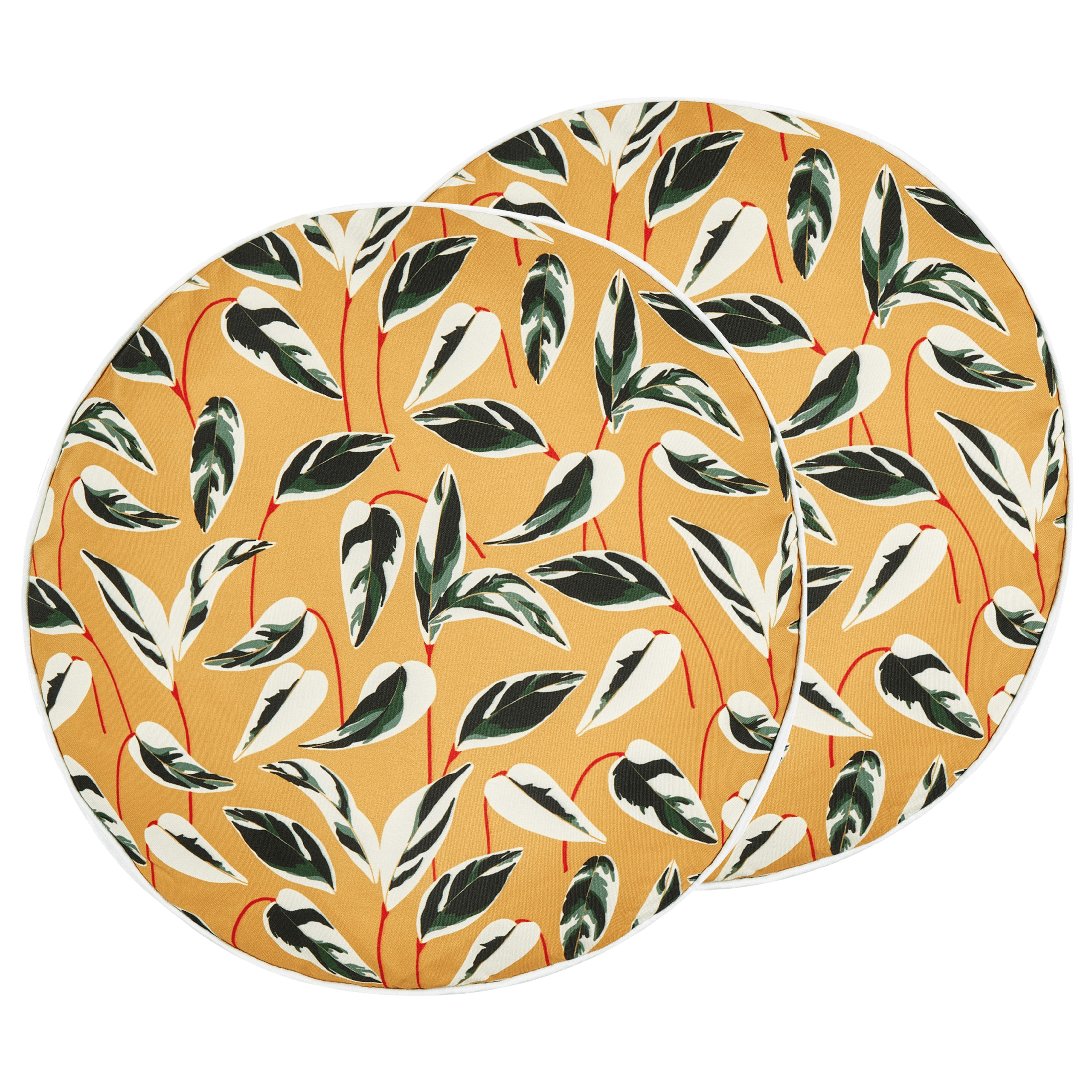 Ulkotyynysetti 2 kpl TAGGIA Kasvikuvio 40 x 40 cm Keltainen – Beliani