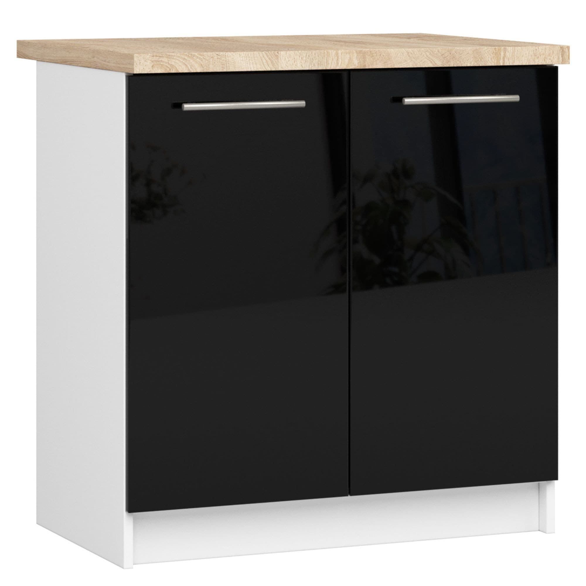 Akord Oliwia Keittiökaappi 2-ovinen Valkoinen/Musta Korkeakiilto Tasolla 80x46x85 – Akord