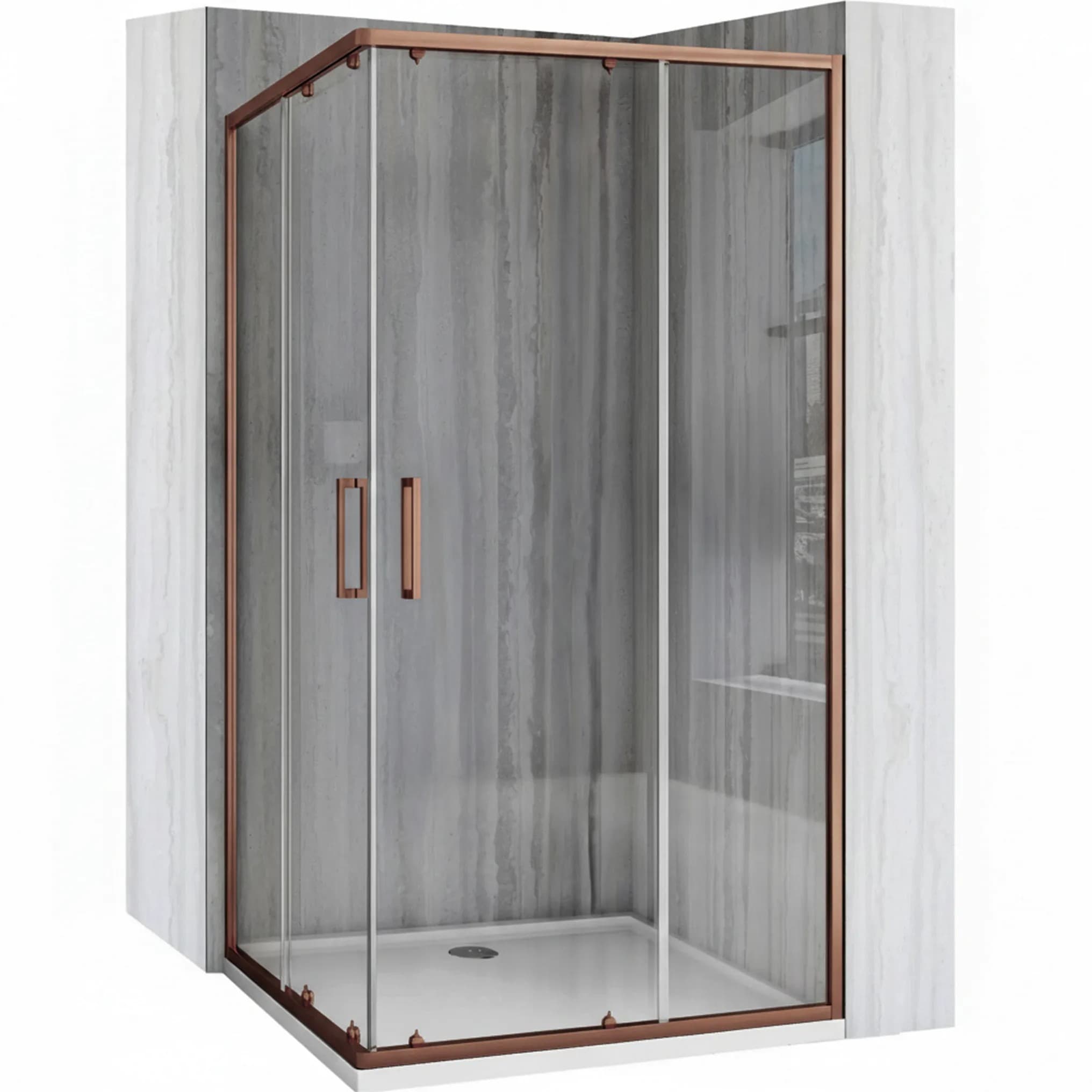 REA Suihkukaappi City 80x100 + Suihkuallas savoy Harjattu kupari, 80X100X190CM