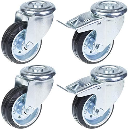 80mm 3 kumirengas, kääntyvä ja jarru, vahva 280kg kantavuus, 4 kpl:n sarja. – Parnells