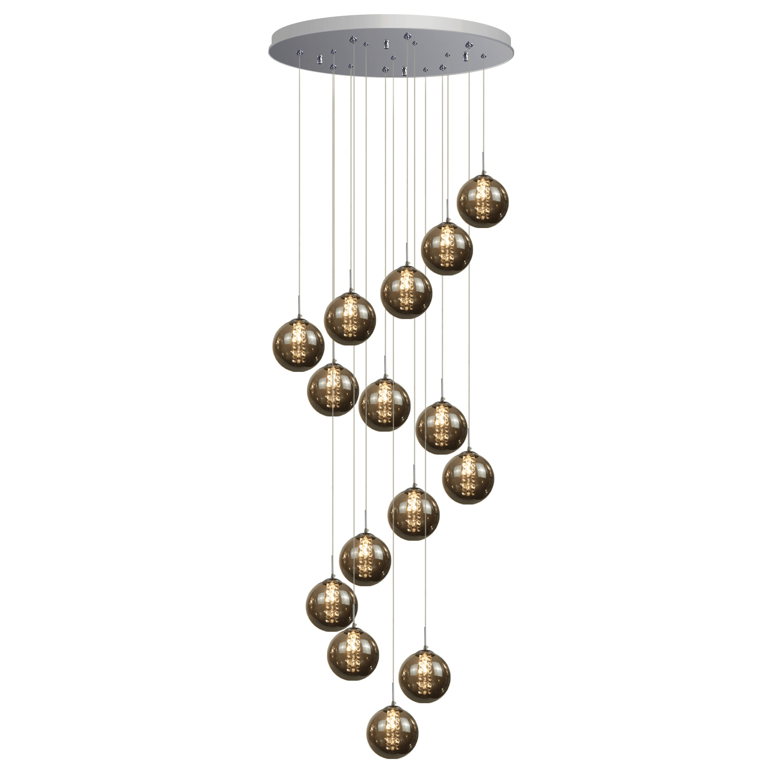 NETTLIFE - riippuvalaisin Korkeussäädettävä, ruokapöytä, lasinen, riippuvalaisin - moderni, portaikkoriippuvalaisin, 15 liekkiäKattokruunu – Nettlife