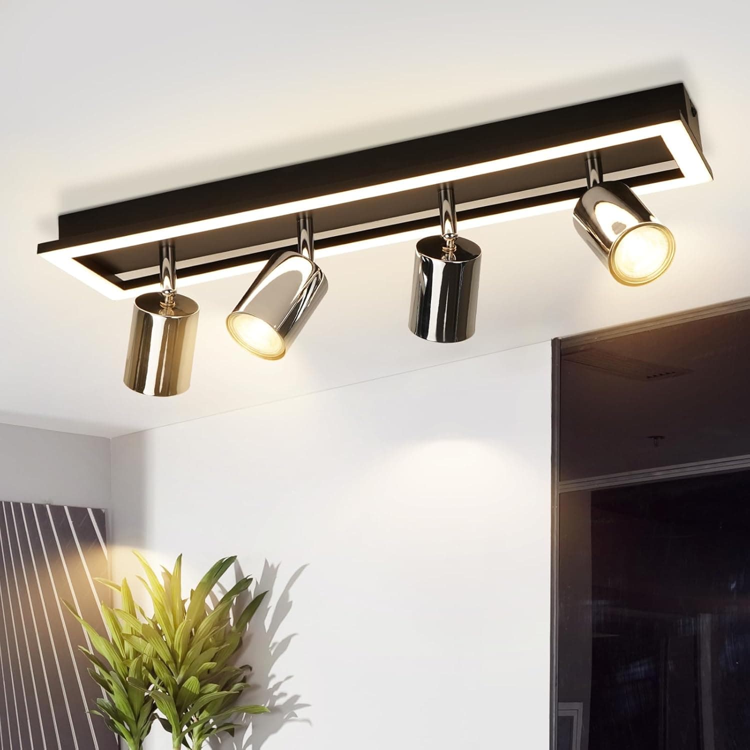 ZMH LED-kattospottivalaisin 4 polttimolla, GU10 18W, 52CM kattovalaisin toimistoon ja olohuoneeseen – ZMH