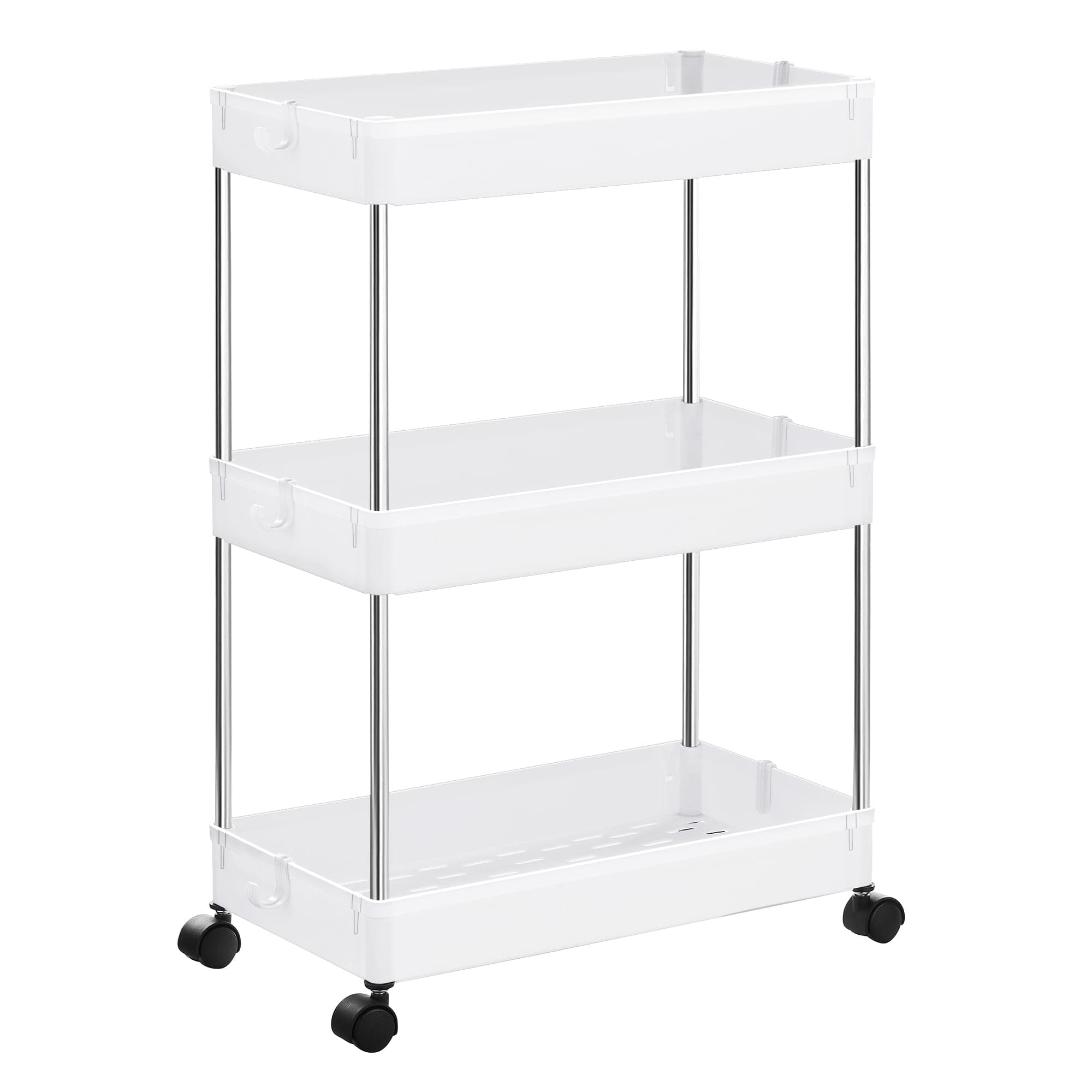 Pyörällinen kaappi, 3 hyllyä, valkoinen - KSC009W01