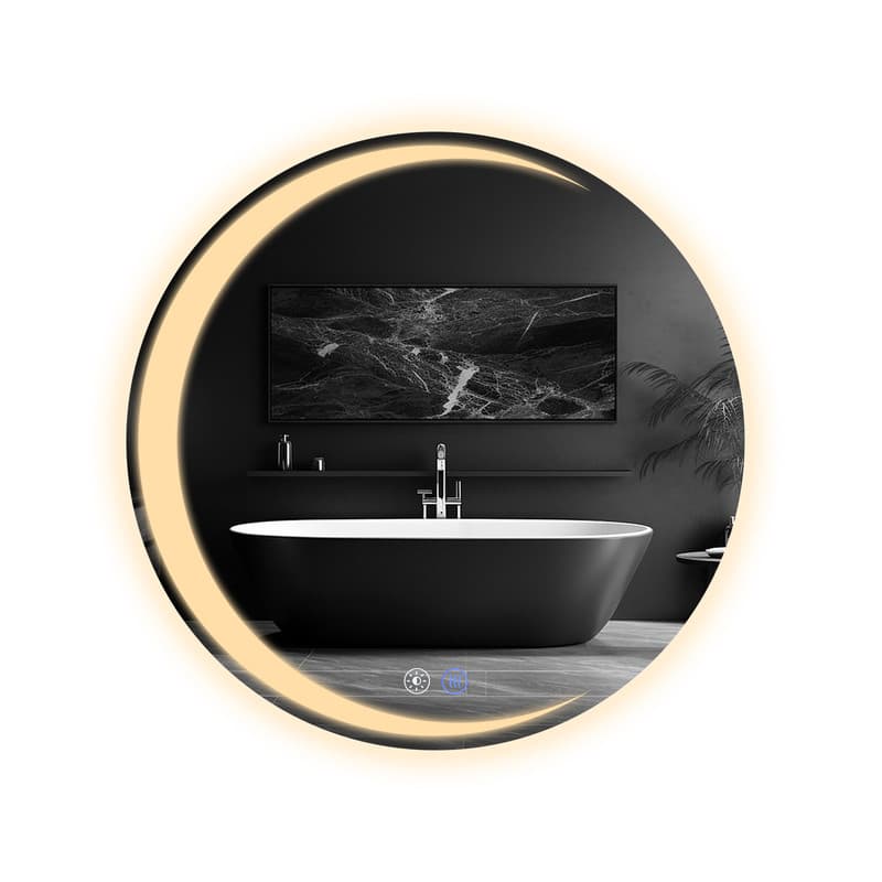 NETTLIFE Kylpyhuoneen peili valaistuksella, pyöreä LED - kylpyhuoneen peili IP44 50 cm pyöreä kylpyhuoneen peili kosketustoiminnolla