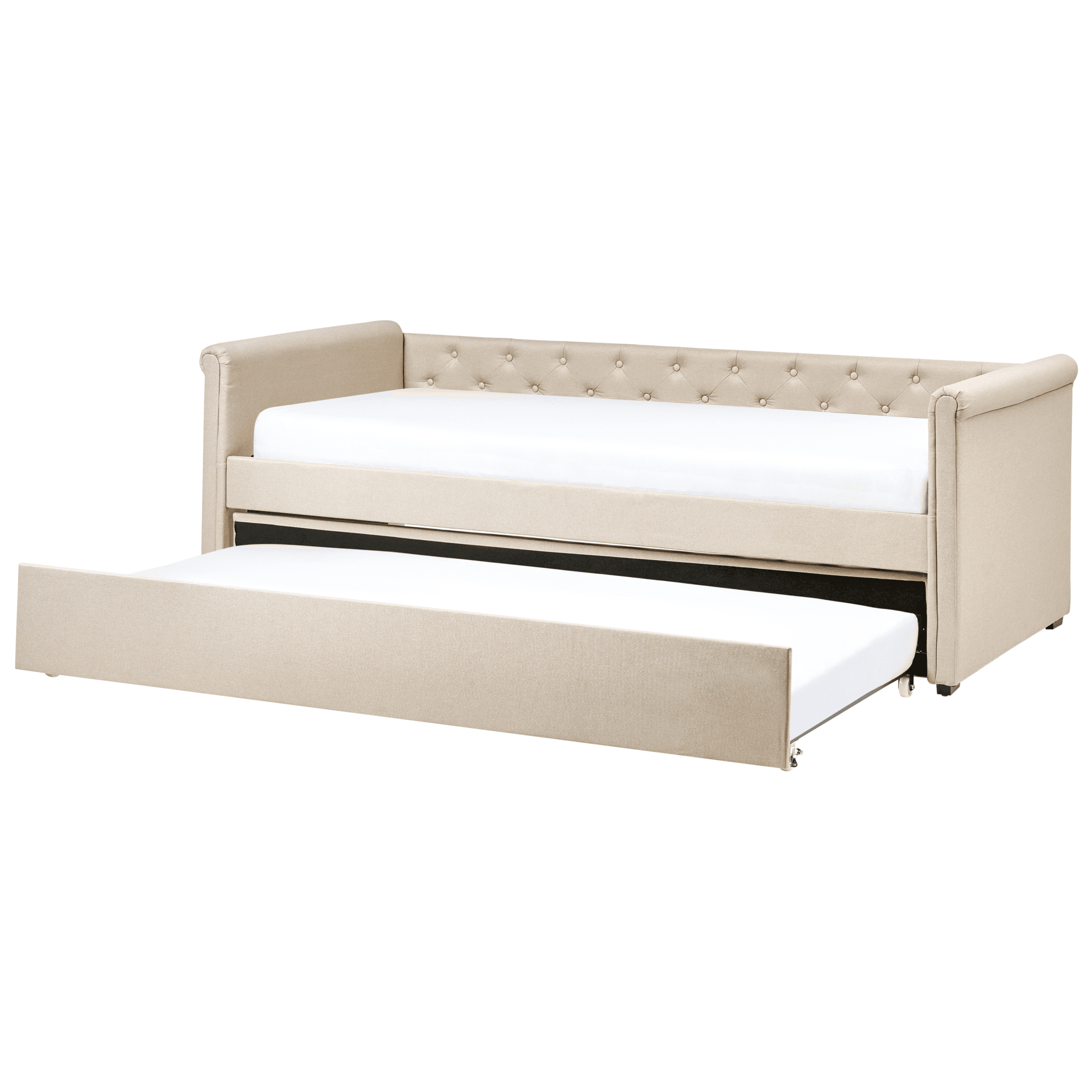 Sänky lisävuoteella kangas LIBOURNE 90 x 200 cm Beige