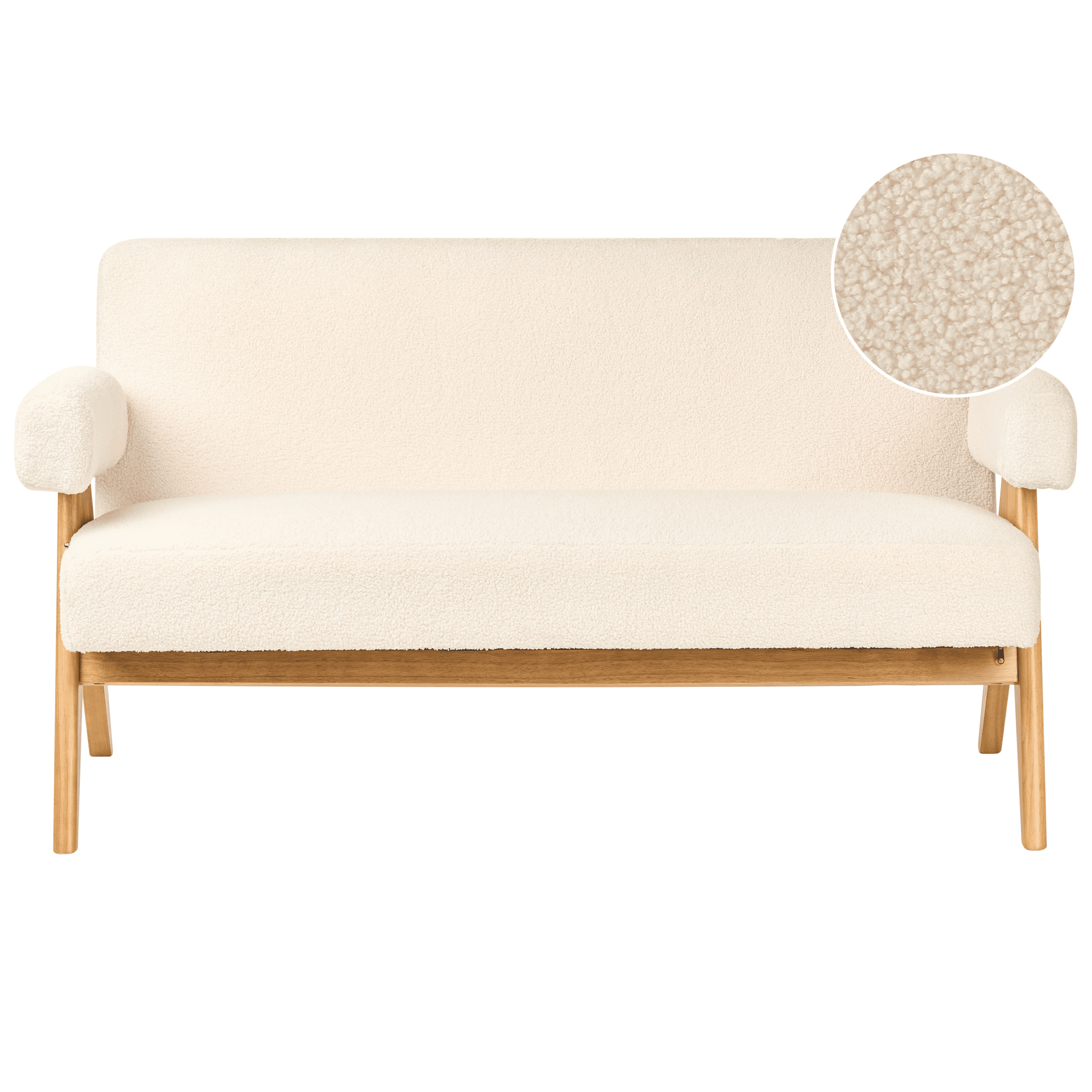 Sohva TAMRE buklee Luonnonvalkoinen/vaaleanruskea 2-istuttava – Beliani