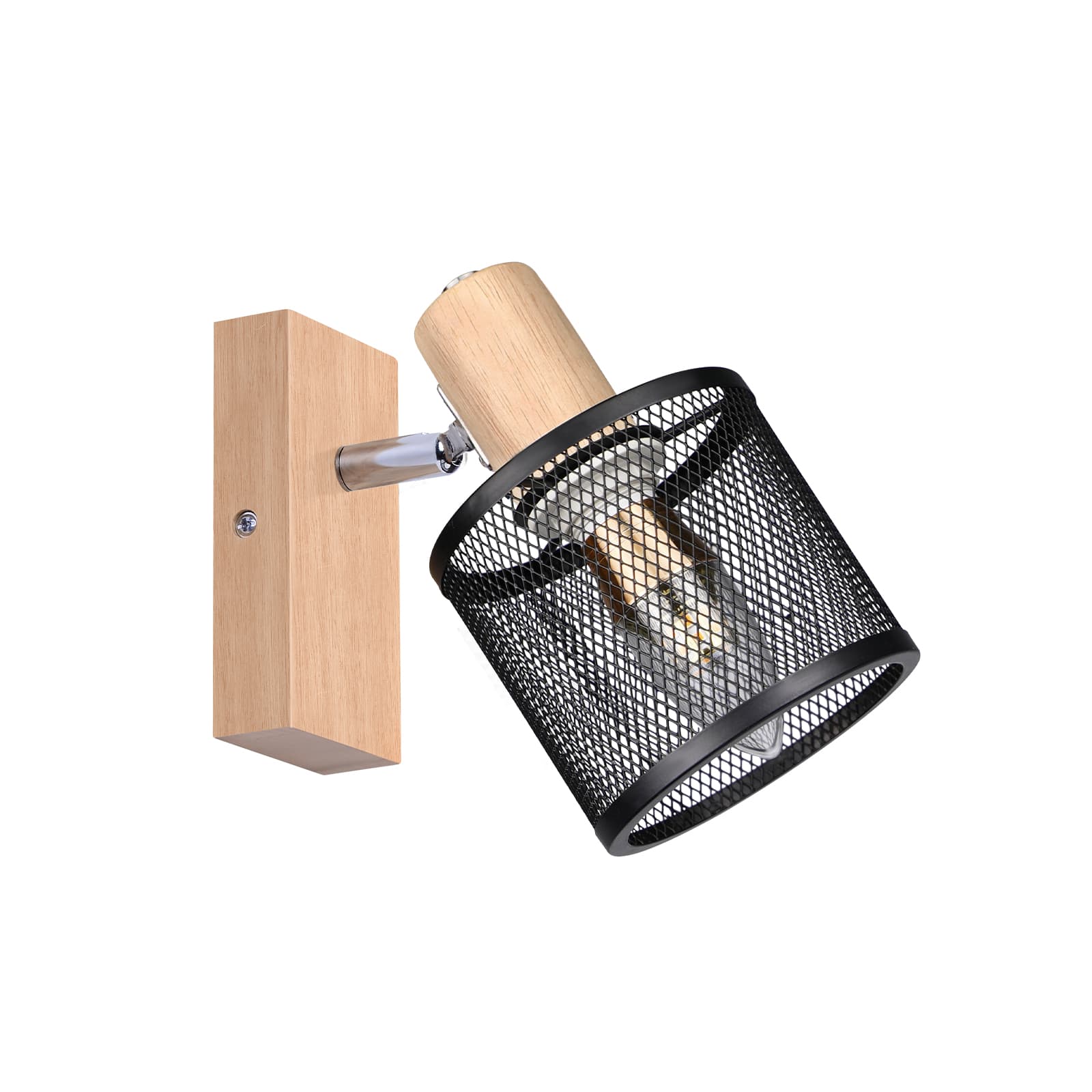 NETTLIFE Kattovalaisin 1 piste, musta puukuvio - kattovalaisin E14, säädettävä 350°, 4 lamppua, max 40 W, moderni olohuoneeseen, makuuhuoneeseen