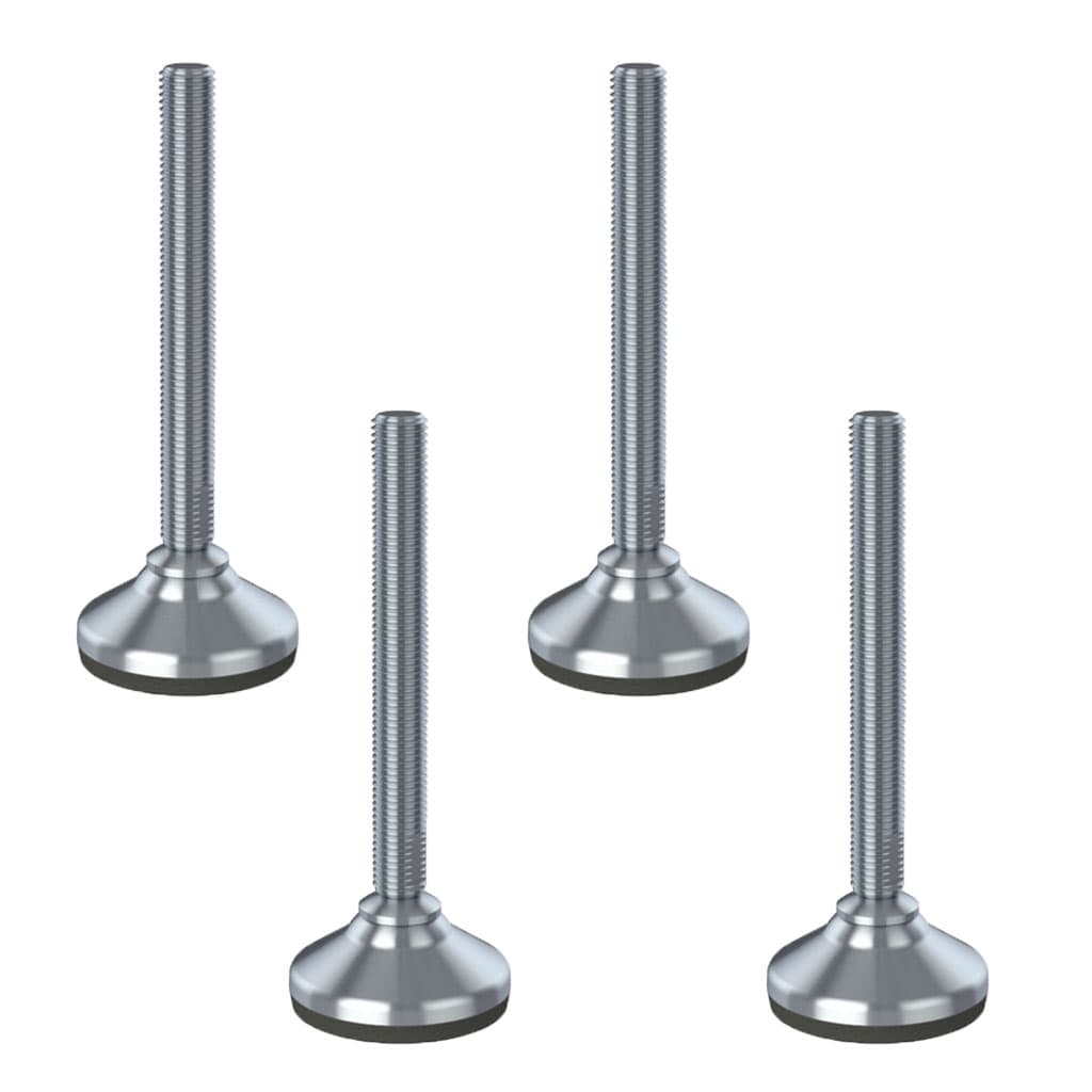 Ruostumaton tasoitusjalka M16x150, 65 mm:n pohja ja tärinänvaimennustyyny, kantavuus 3600 kg – 4 kpl:n sarja