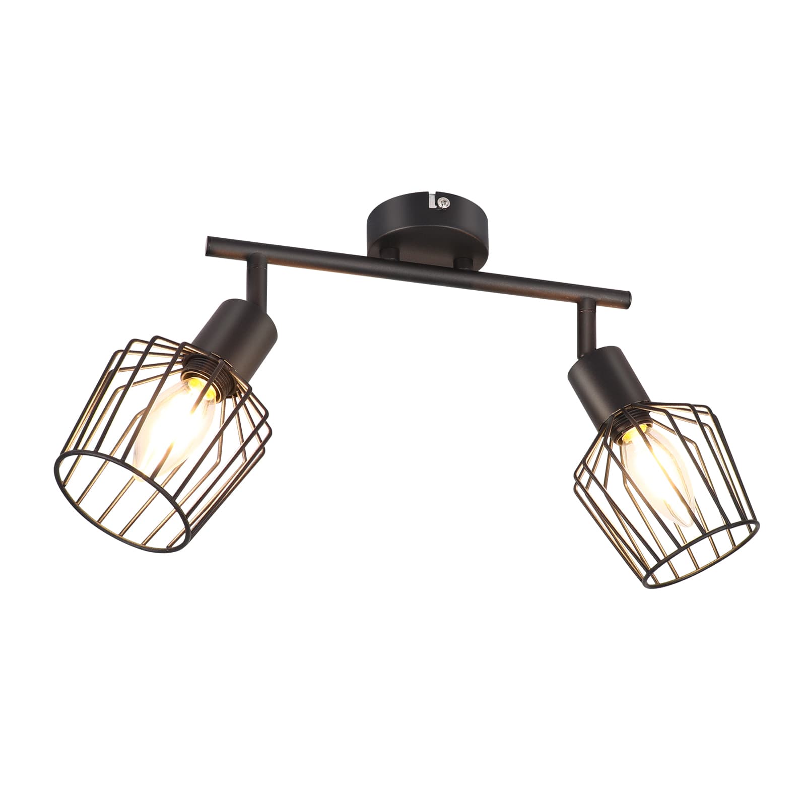 NETTLIFE 2 E14 - kattospottivalaisinta - metallia, 350° kääntyvä teollinen eteisvalaisin, seinävalaisin eteiseen ja olohuoneeseen, musta – Nettlife