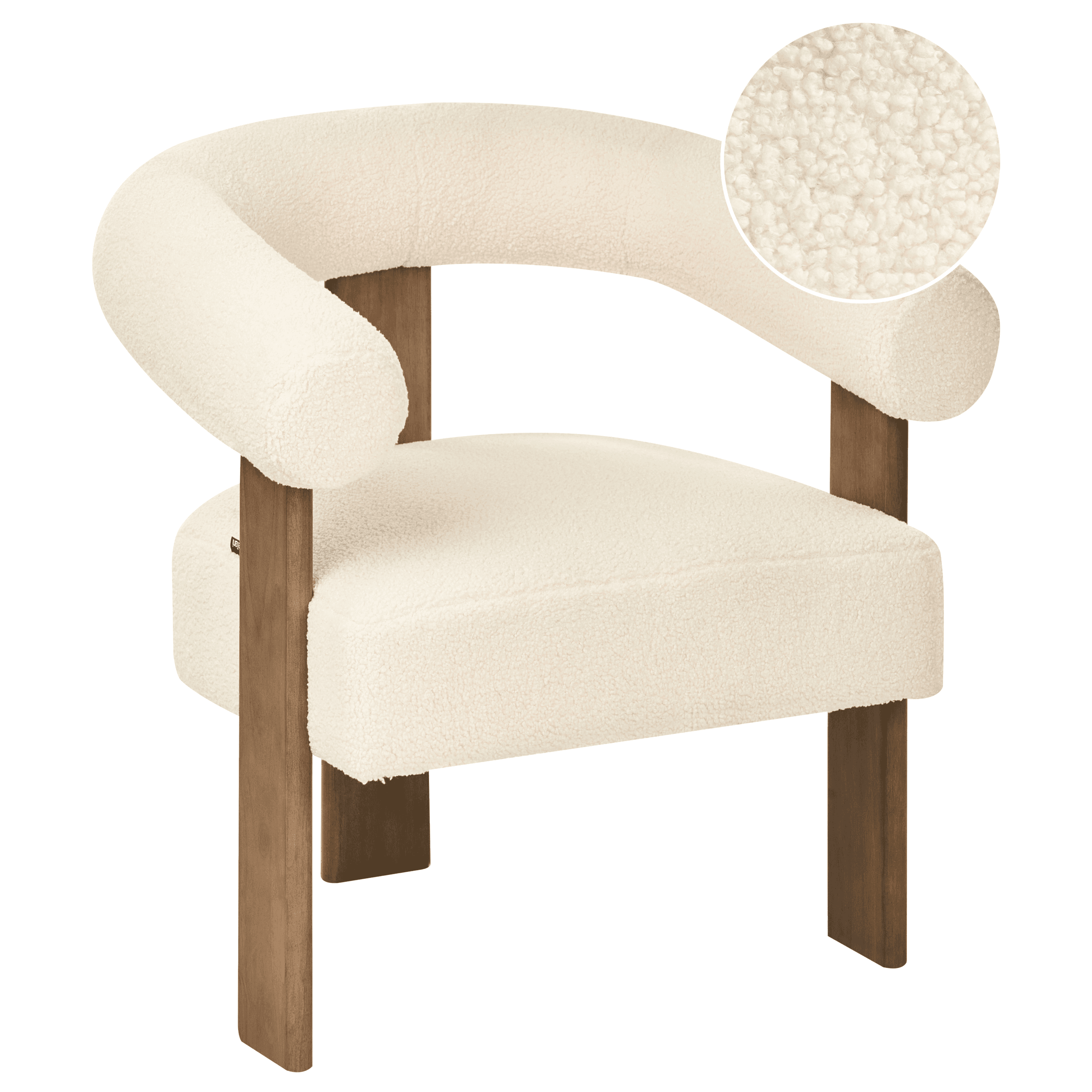 Nojatuoli ILBRO buklee Luonnonvalkoinen/tummanruskea – Beliani