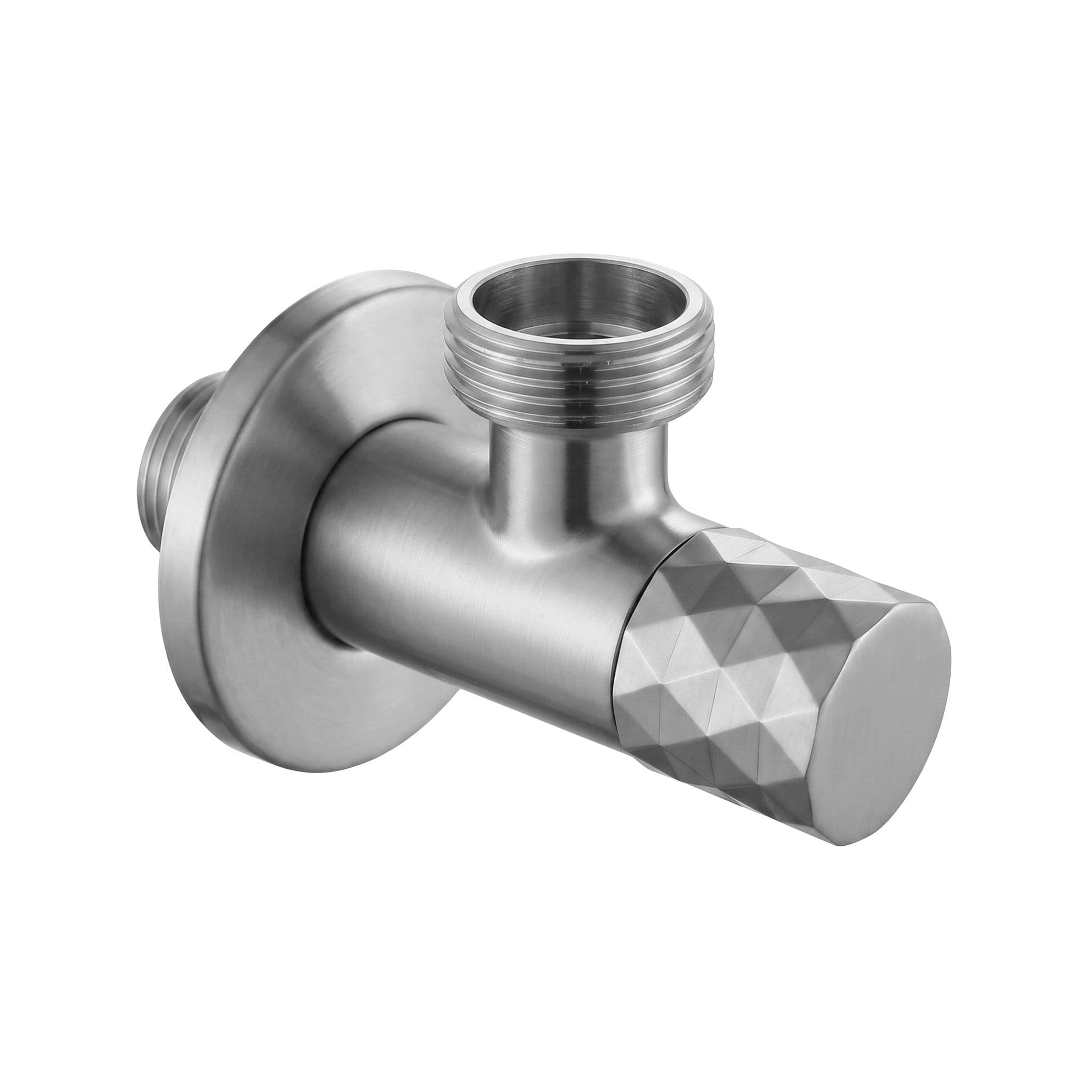 REA kulmaventtiili Diamond 03 1/2 x 3/4 , Harjattu teräs, 6,6x5x4,1cm