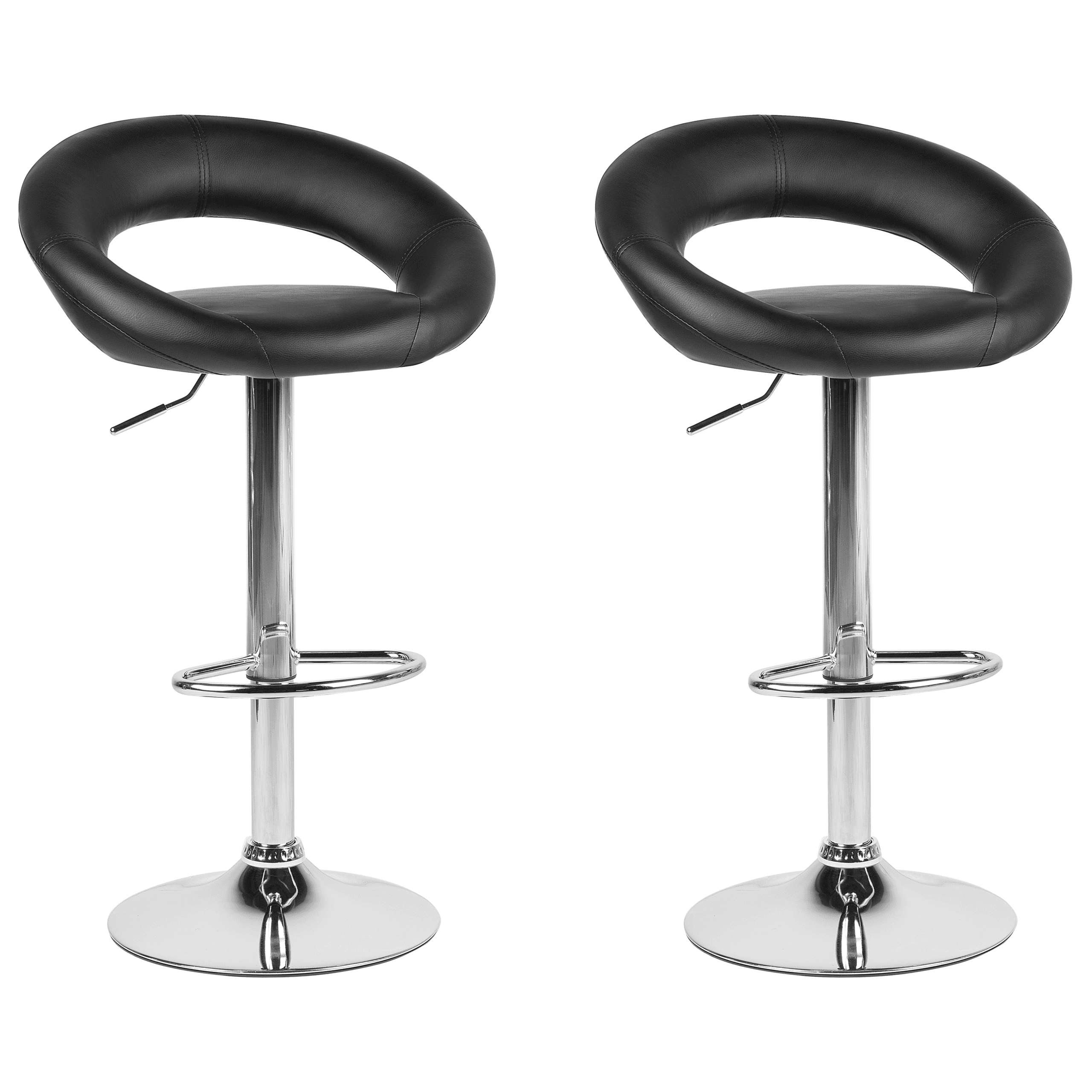 Baarituolisetti 2 kpl PEORIA keinonahka pyörivä Musta – Beliani