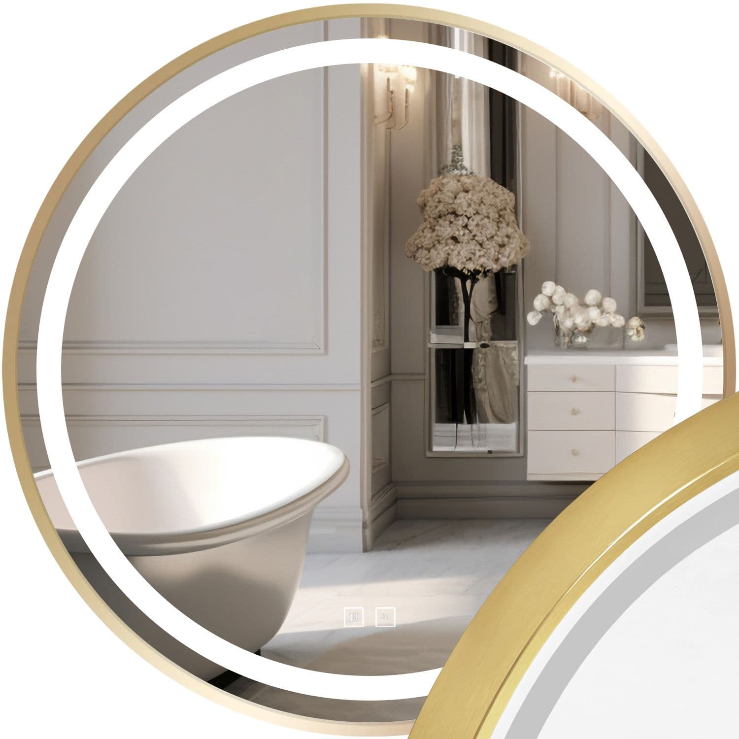 TUTUMI LED-seinäpeili MMJ 70 kulta, 4x70x70cm – Tutumi