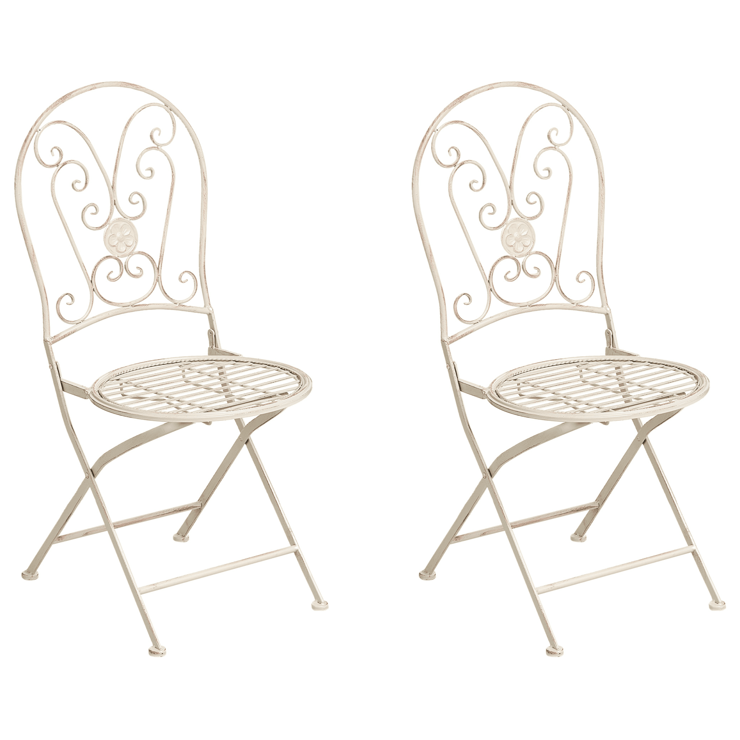 Puutarhatuolisetti 2 kpl COGGIA  kokoontaitettava metalli Vaaleanbeige