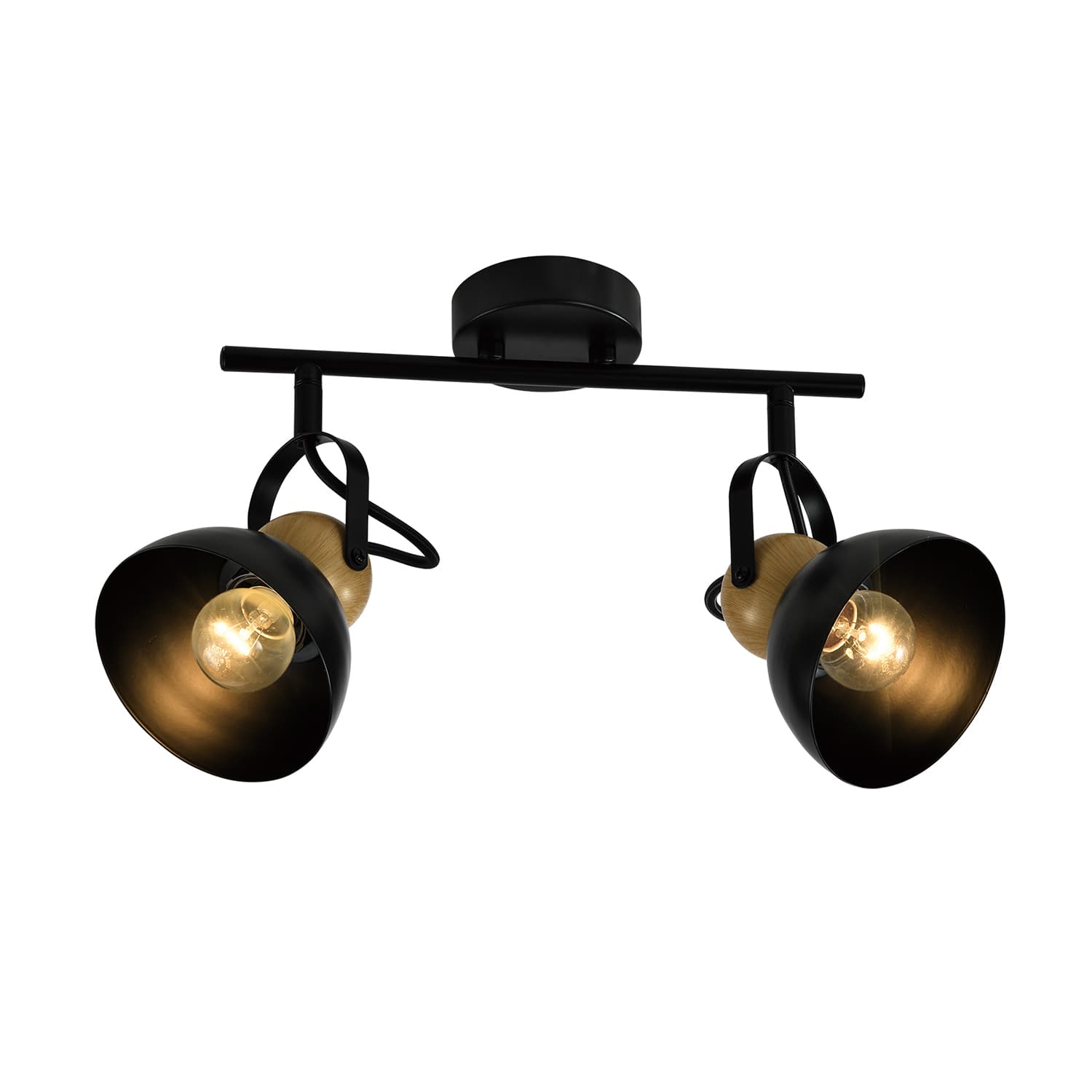 NETTLIFE Vintage musta 2- liekkinen kattokohdevalaisin E27 350° säädettävä retro teollisuusmetalli eteisvalaisin