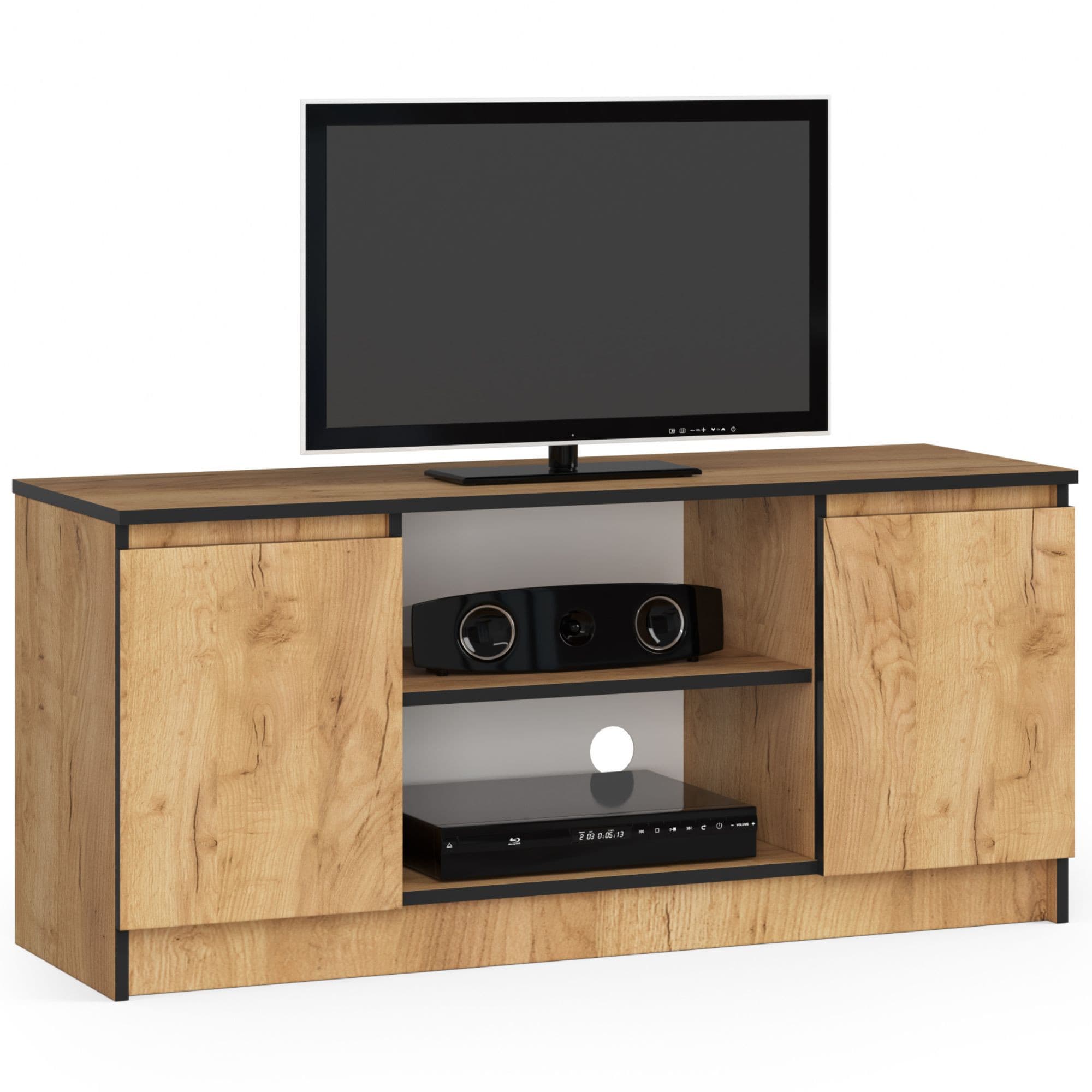 Akord TV-taso 2 ovea 1 hylly Craft-tammi 120x40x55 – Akord