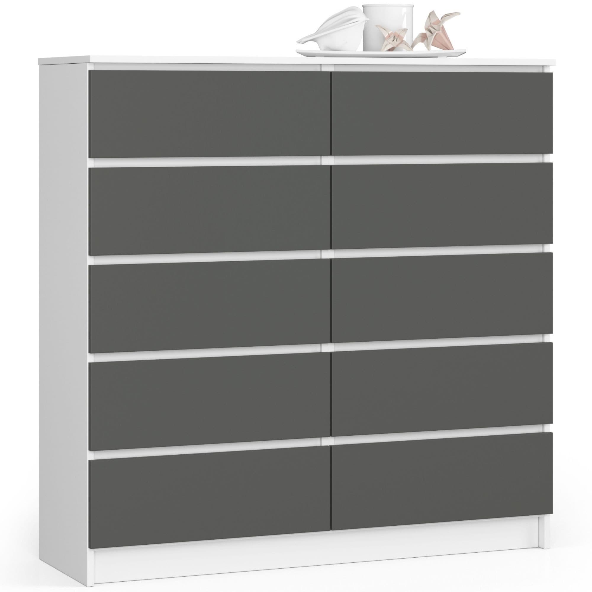 Akord Lipasto 10 Laatikkoa Valkoinen/Grafiitti 120x40x121 – Akord