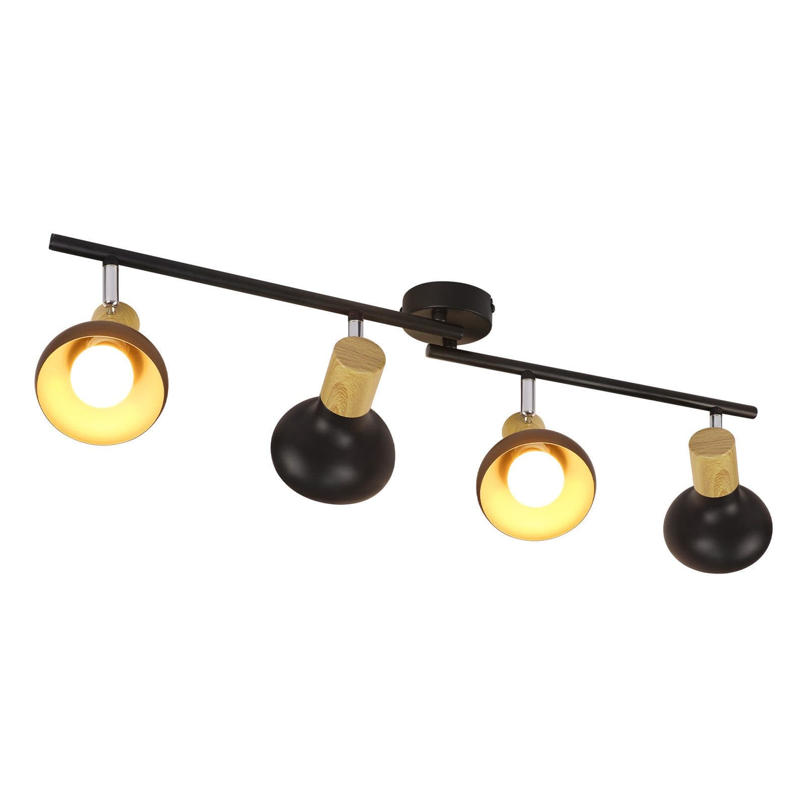 NETTLIFE Vintage - kattospottivalaisin E14 Sisäkäyttöön 350° Säädettävä Musta Kääntyvä 350° Teollisuuskäyttöön 4 Liekkiä Pyöreä – Nettlife